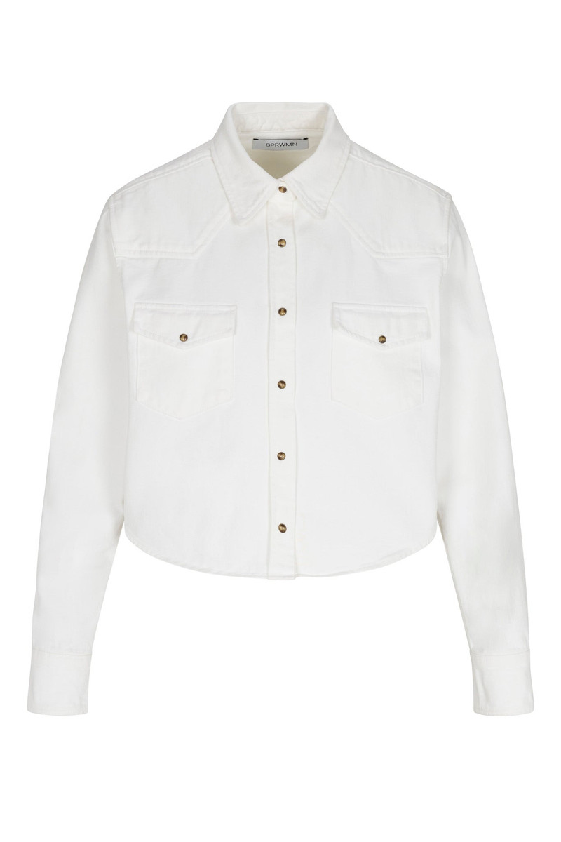 SPRWMN SOPHIA DENIM CROPPED WESTERN BUTTON DOWN outlook