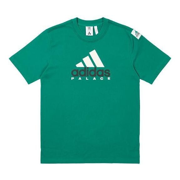 adidas Men s adidas x PALACE Crossover FW22 Alphabet Logo Printing Round Neck Short Sleeve Green T Shirt HK REVERSIBLE