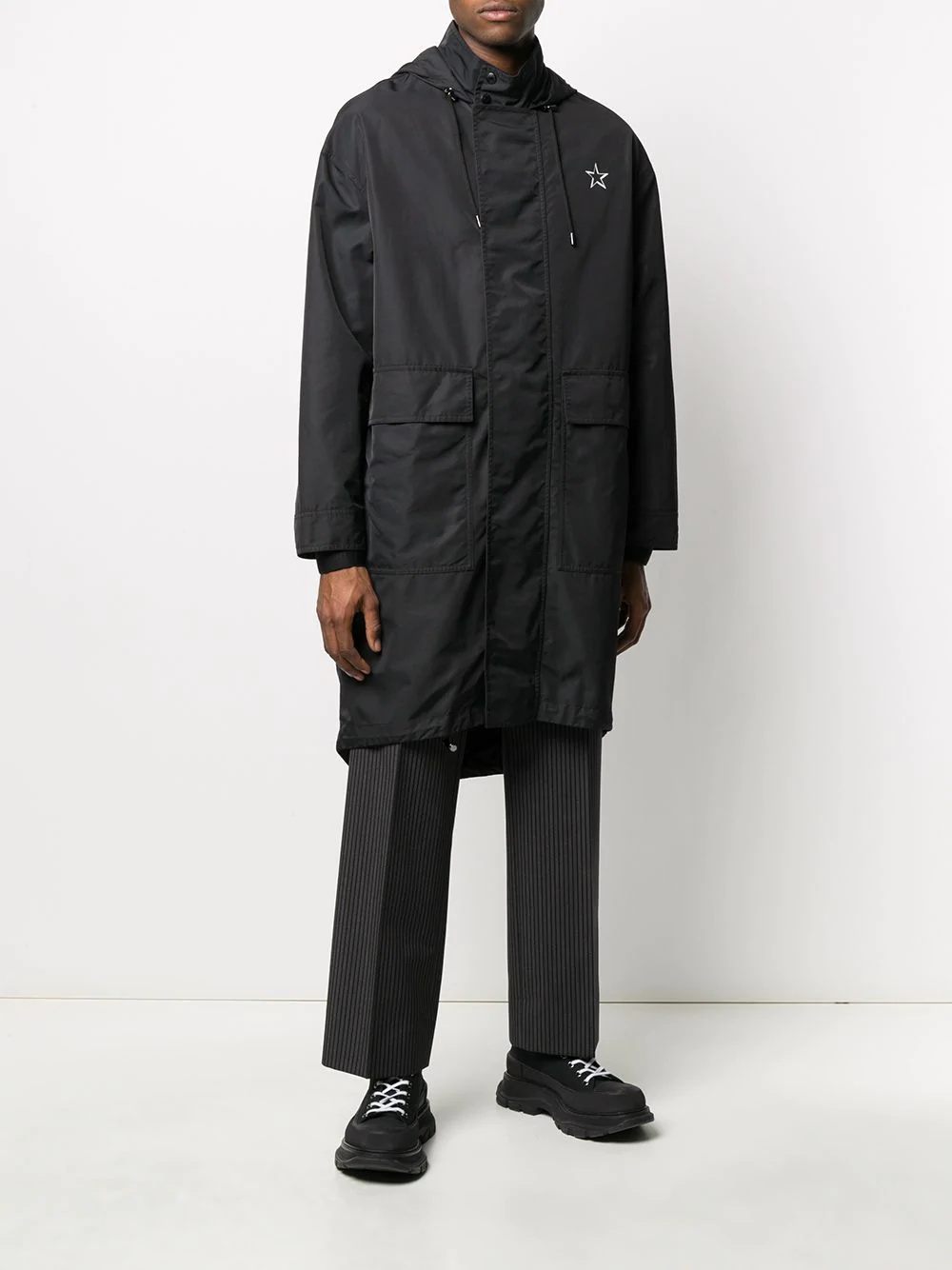 hooded logo raincoat - 3