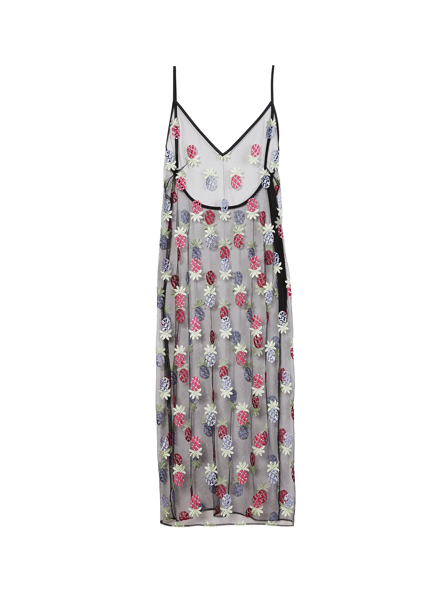 Pineapple Embroidery Slip Dress - 1