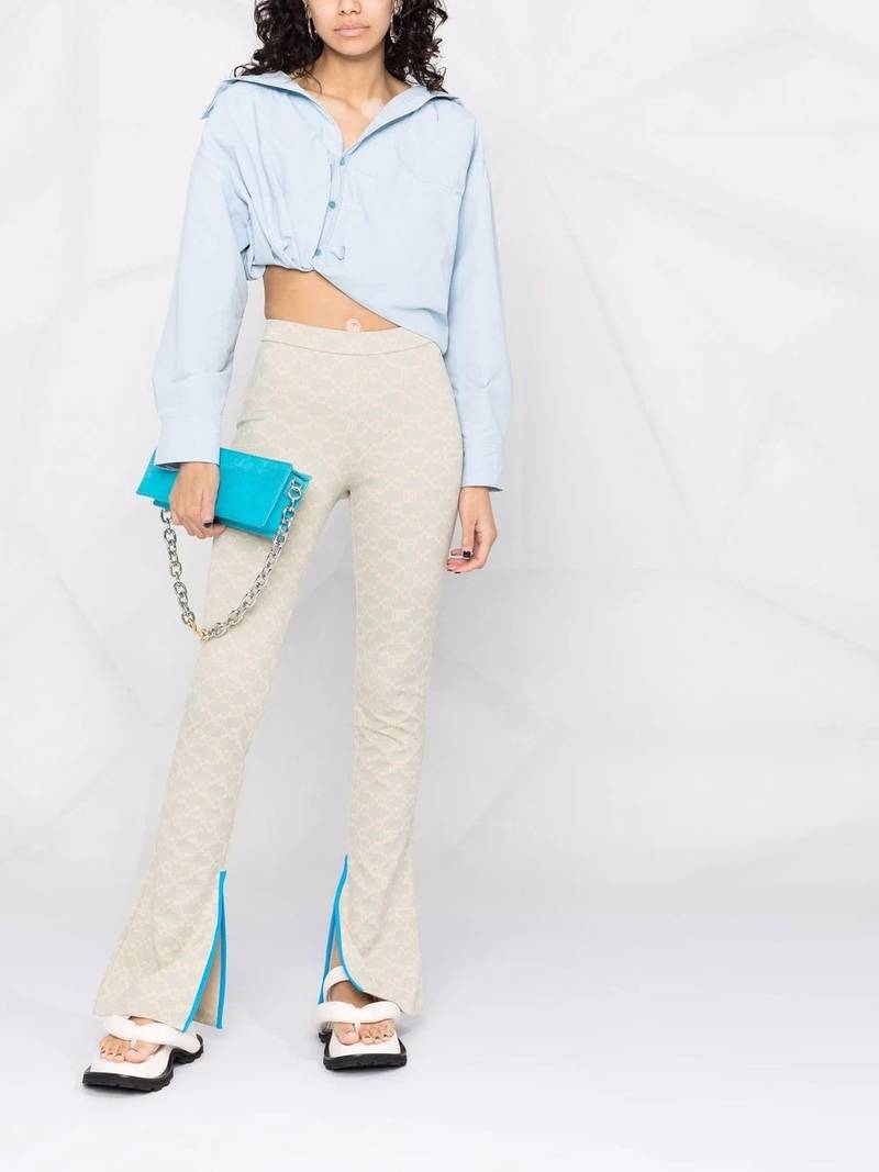 Off-White monogram ankle-slit trousers outlook