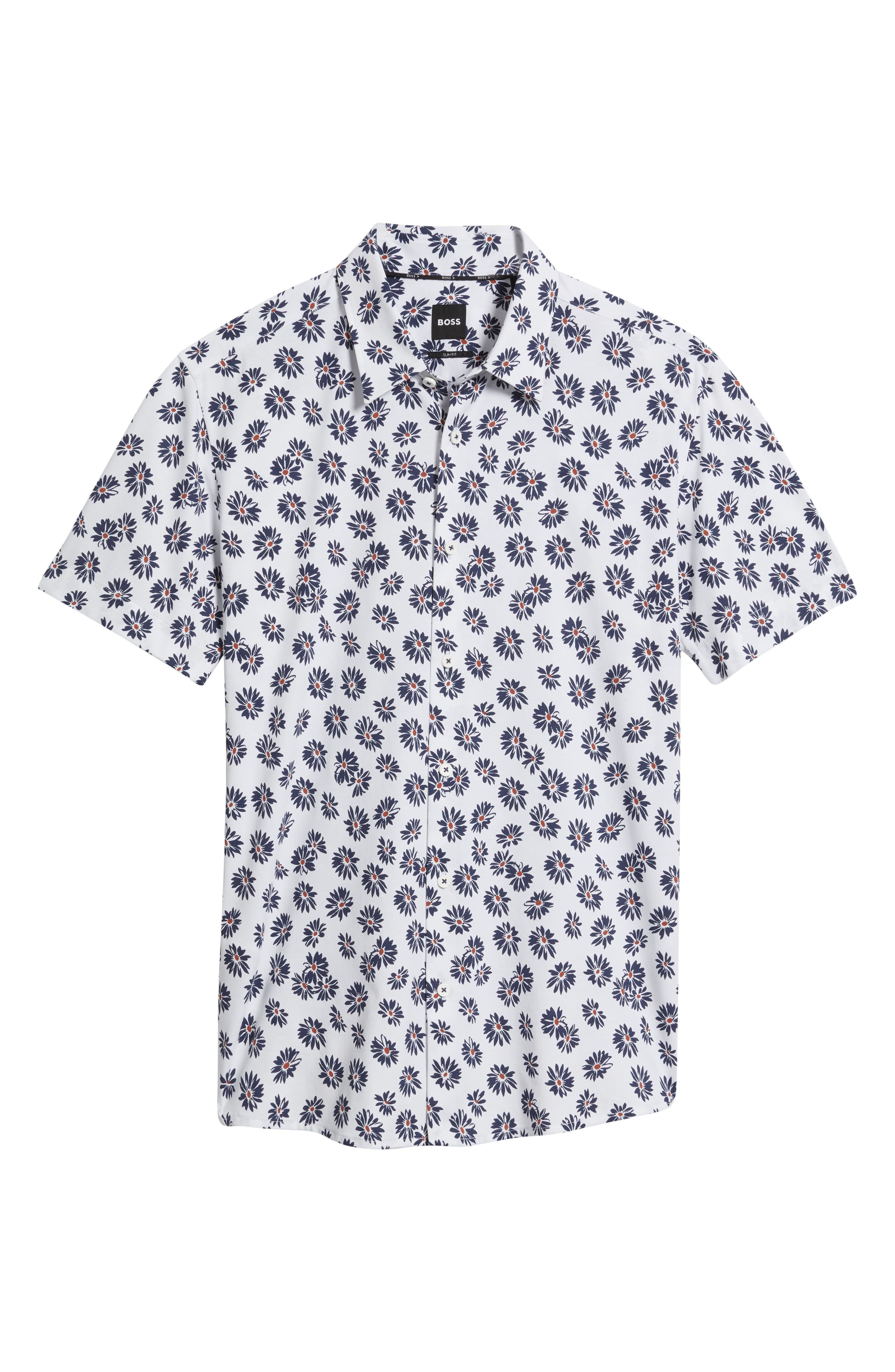BOSS Roan Ken Floral Short Sleeve Button-Up Shirt in Dark Blue at Nordstrom - 5
