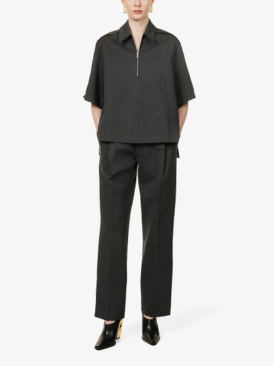Victoria Beckham Pleated tapered-leg mid-rise stretch-woven trousers outlook