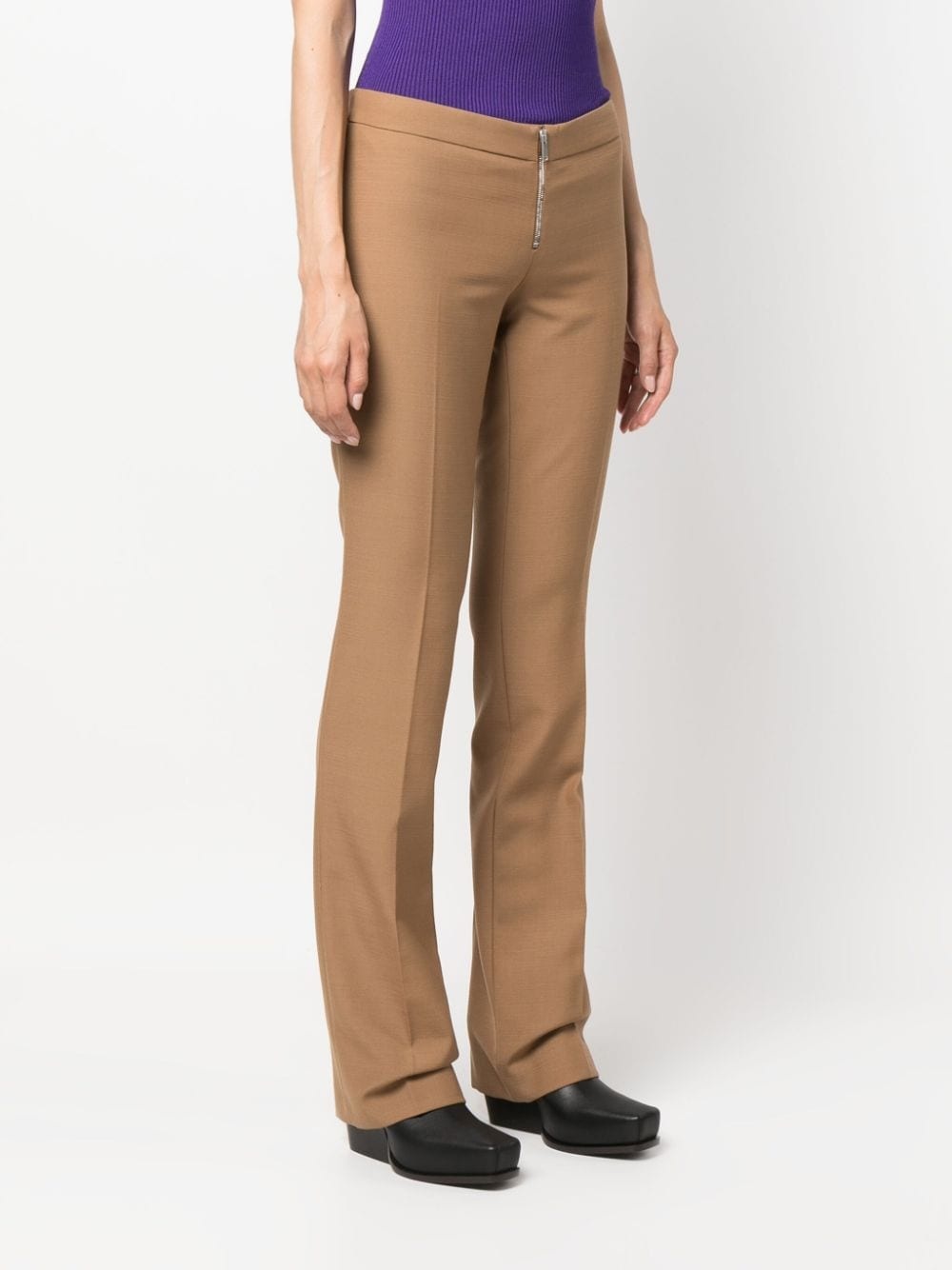 zip-up slim-fit trousers - 3