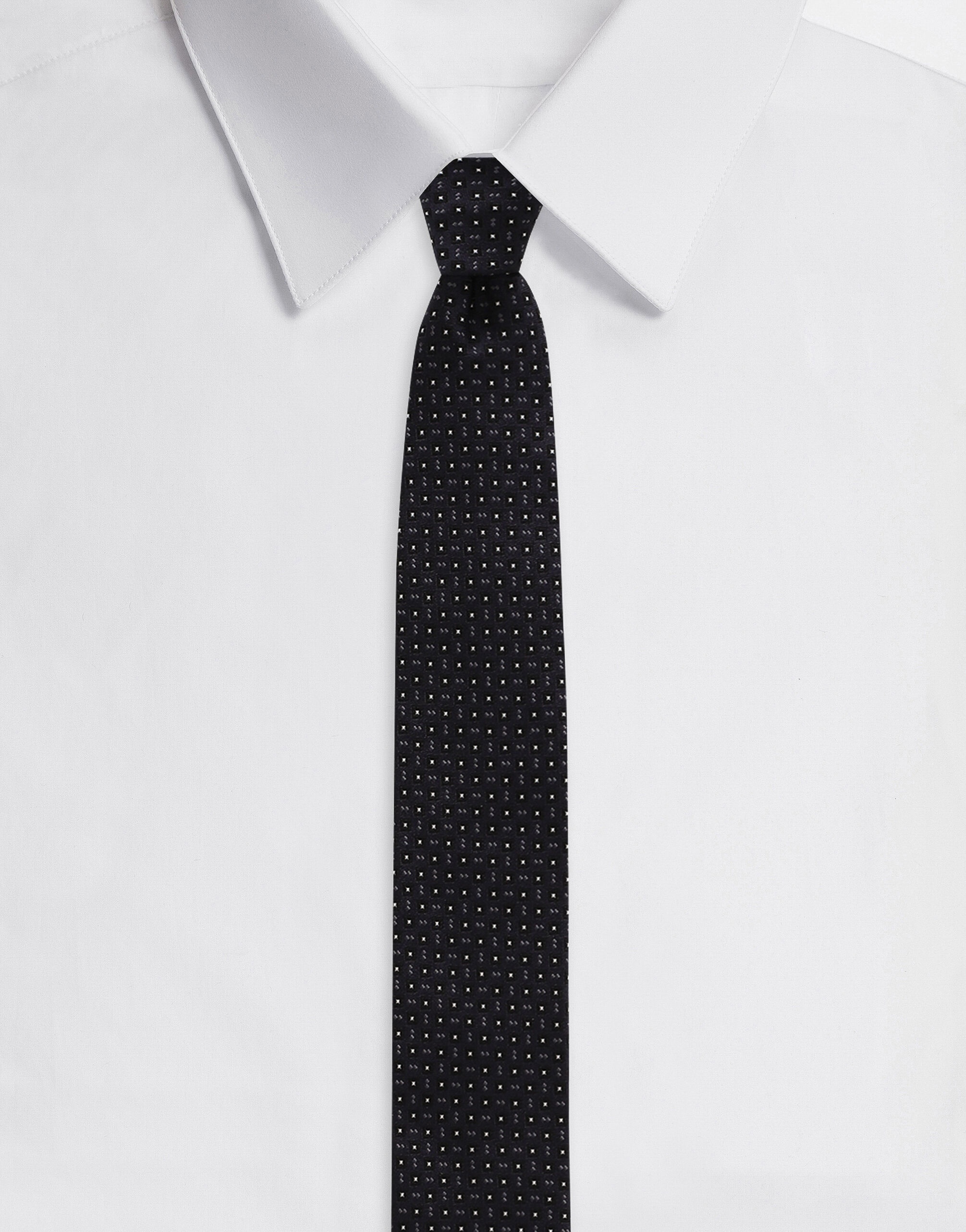 Silk jacquard tie with DG logo - 1
