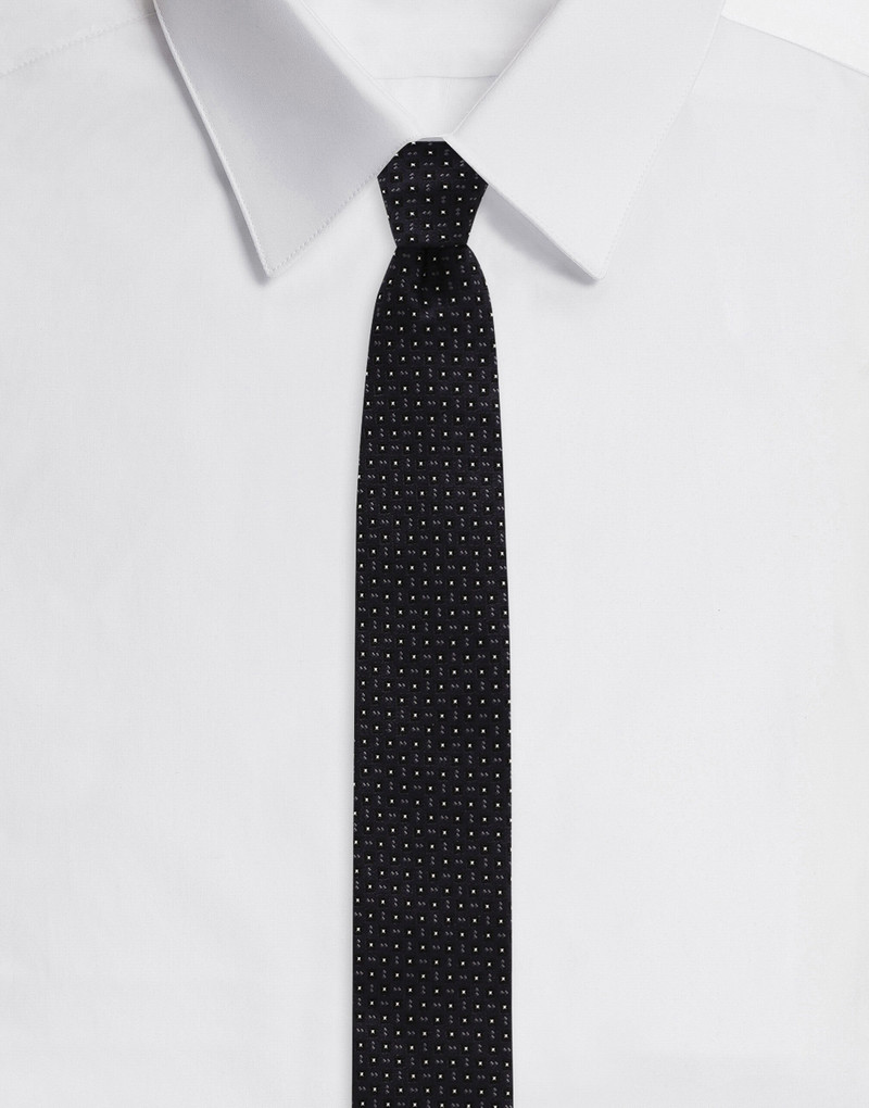 Silk jacquard tie with DG logo 1