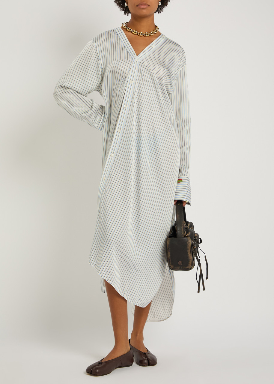 Acne Studios Striped Satin Midi Shirt Dress - 4