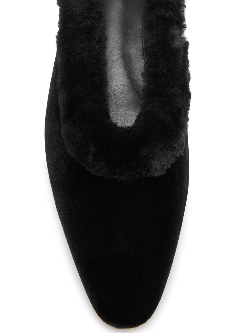 Toteme Shearling-trimmed Velvet Flats - 4