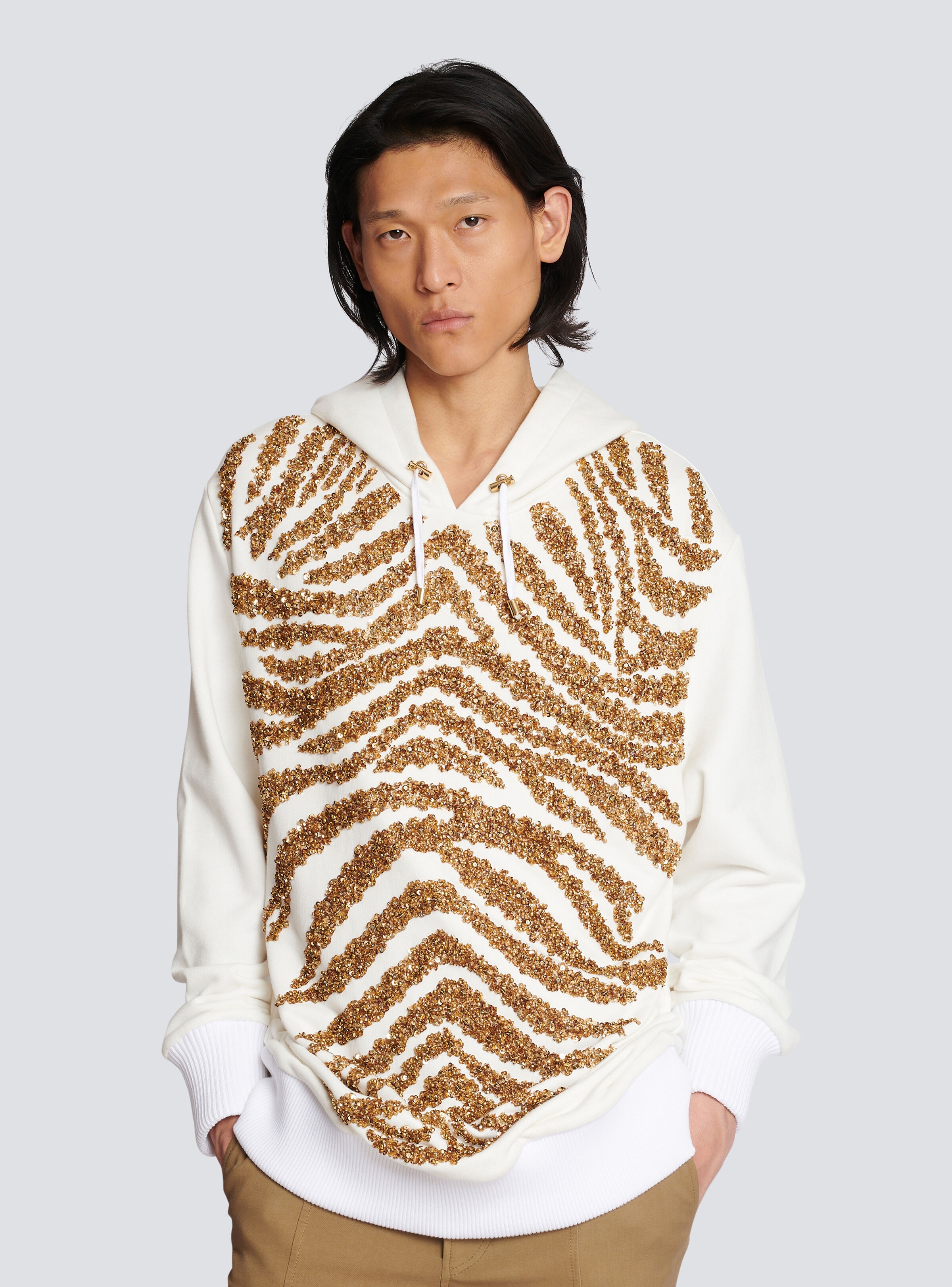 Hoodie with embroidered zebra stripes - 6