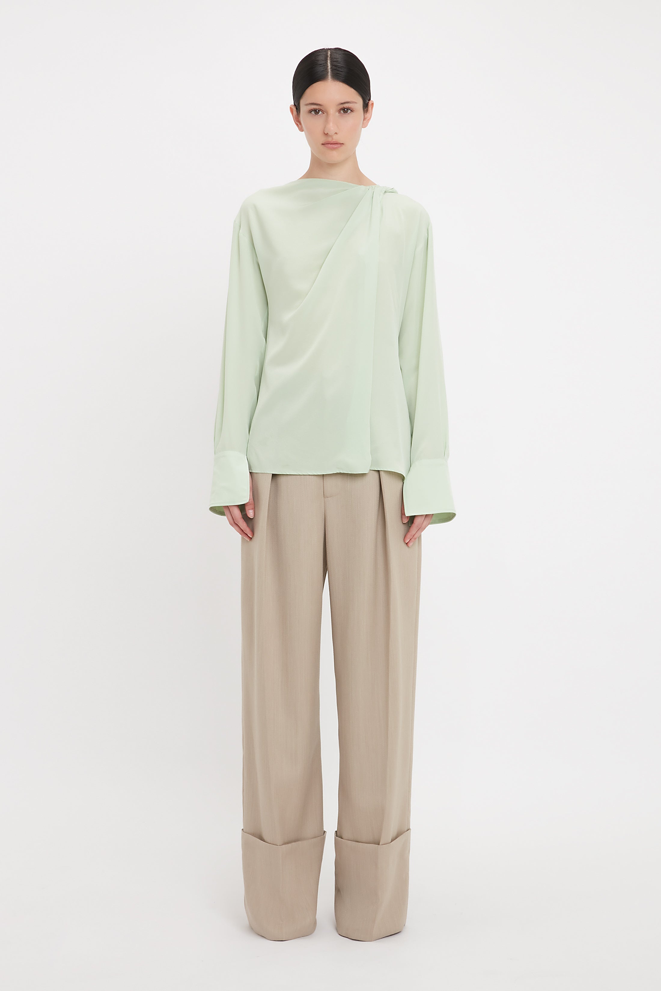 Twist Detail Scarf Top In Jade - 3
