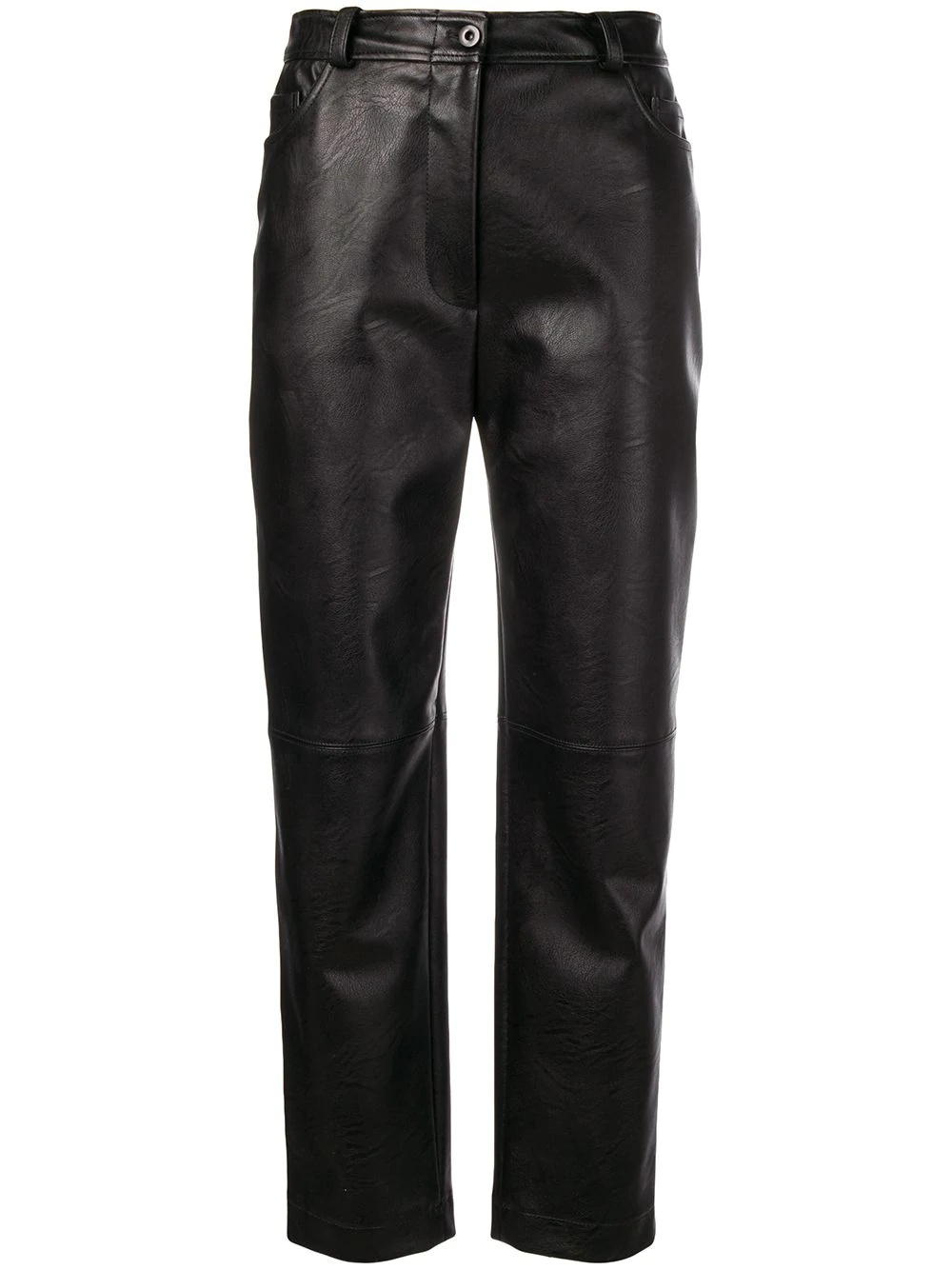 eco leather cropped trousers - 1