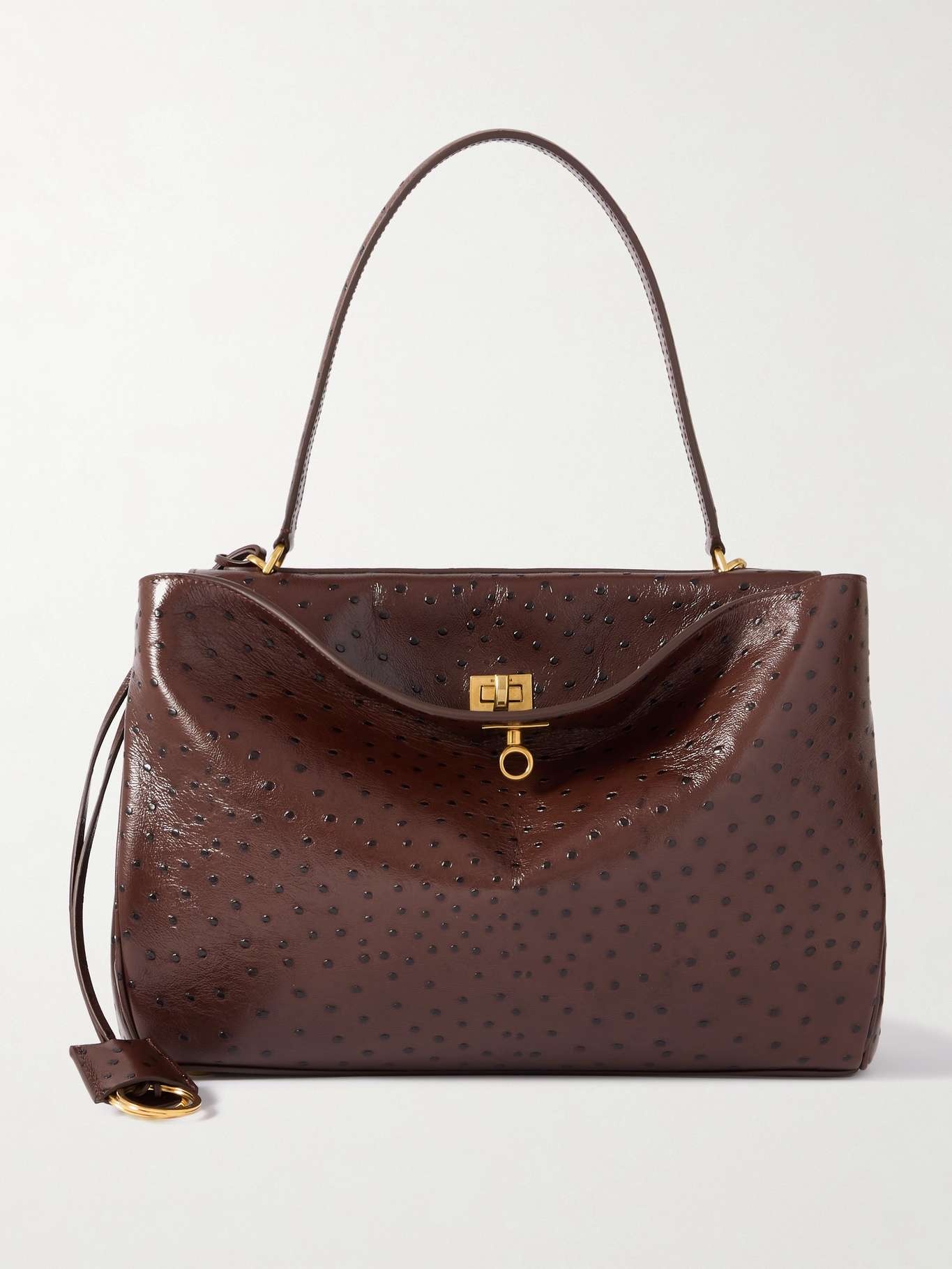 Rodeo medium ostrich-effect leather shoulder bag Brown - 1