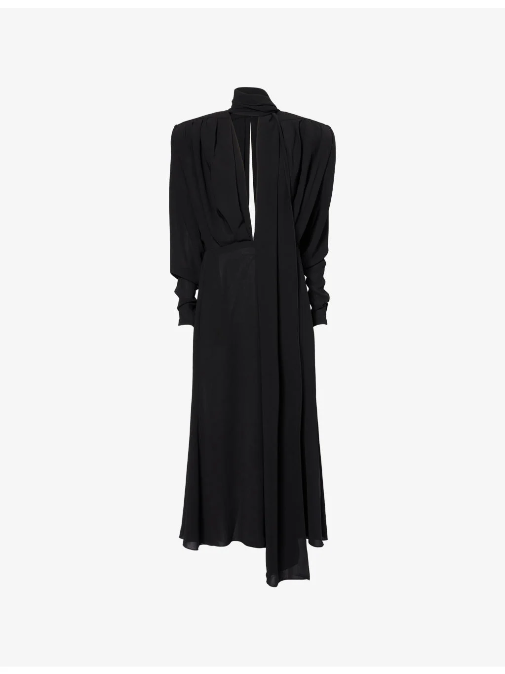 Fluid Draped Woven Midi Dress - 1