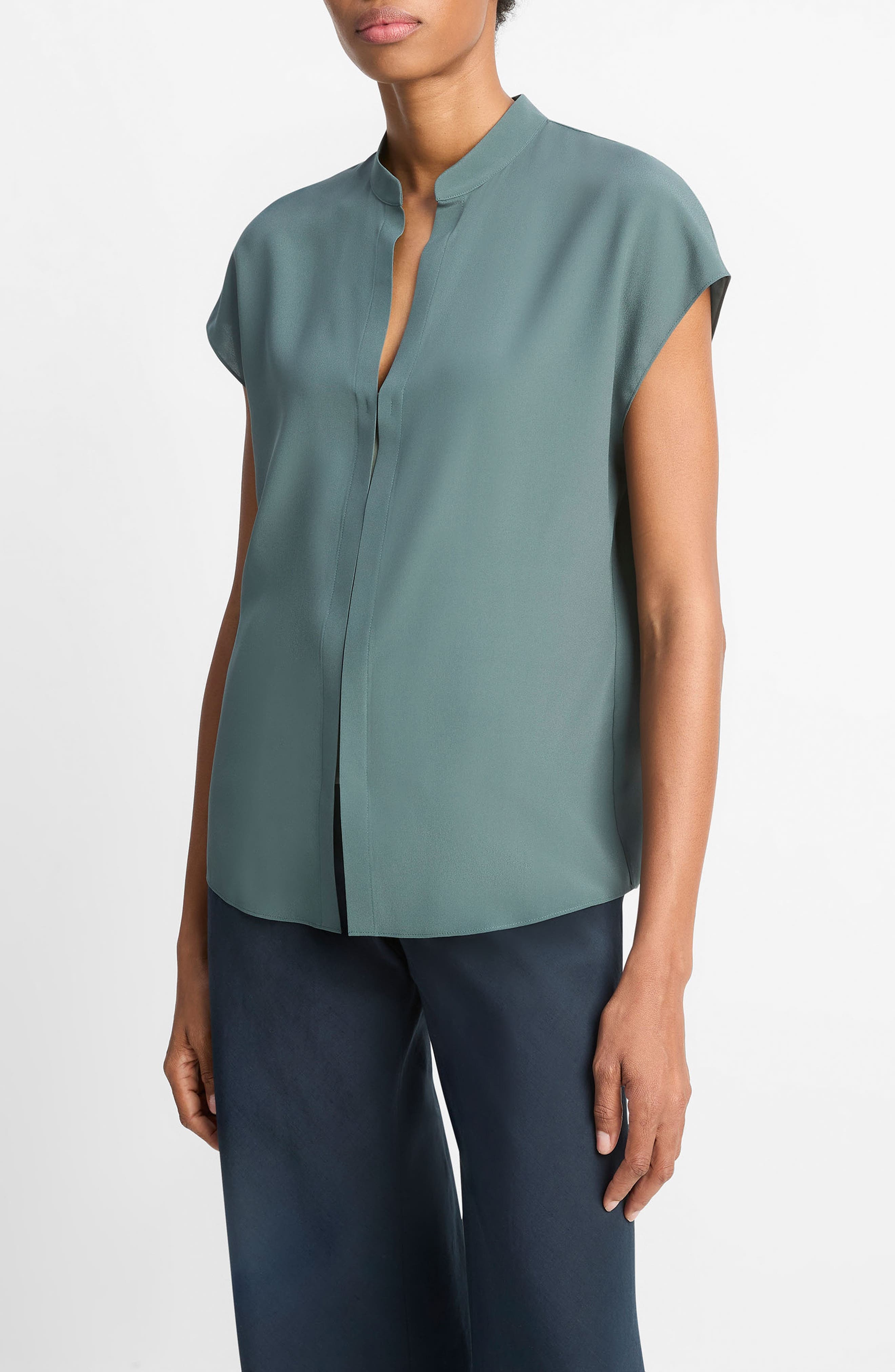 Vince Cap Sleeve Top in Teal Stone/Clay Sage at Nordstrom - 3