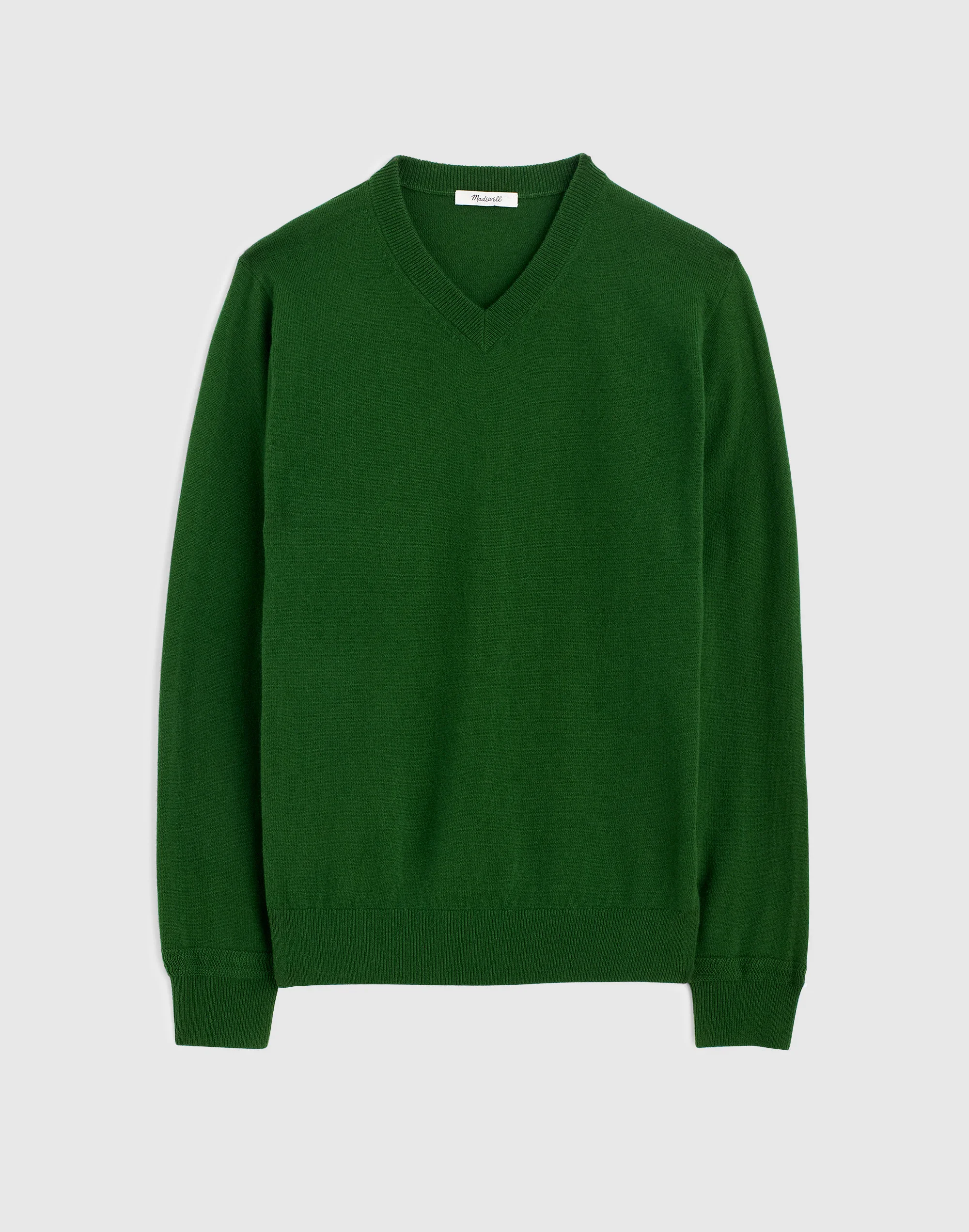 Textured-Stitch V-Neck Sweater in Harbor Wool Blend - 1