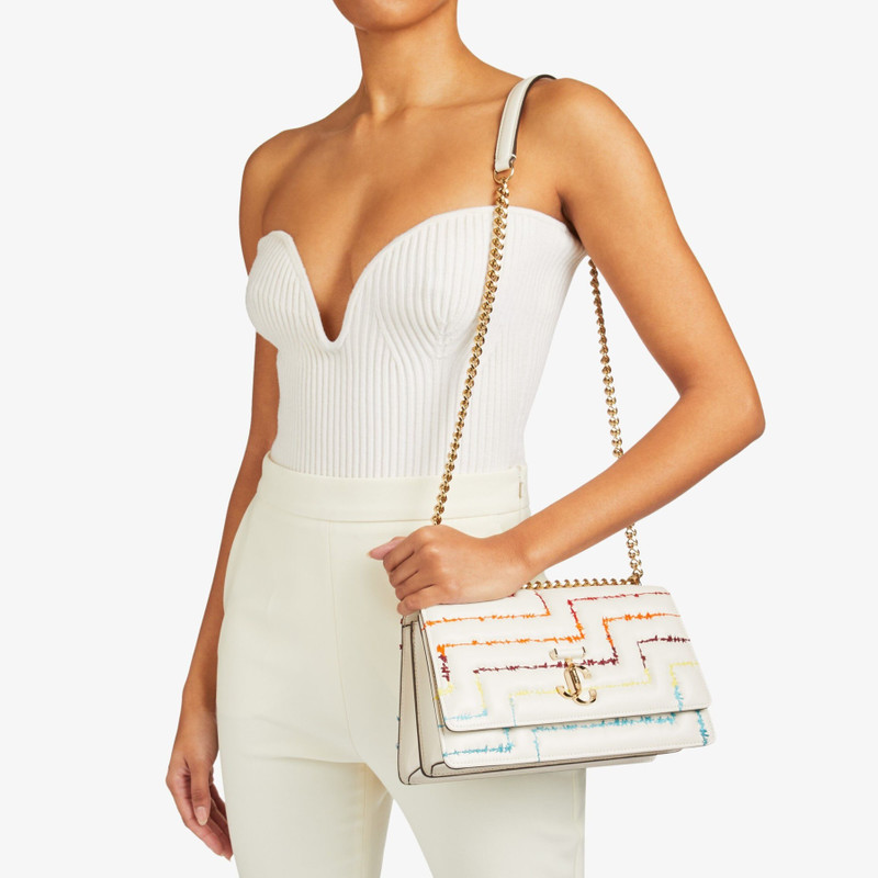 JIMMY CHOO Varenne Shoulder M
Latte Quilted Nappa Leather Shoulder Bag with Rainbow Embroidery outlook