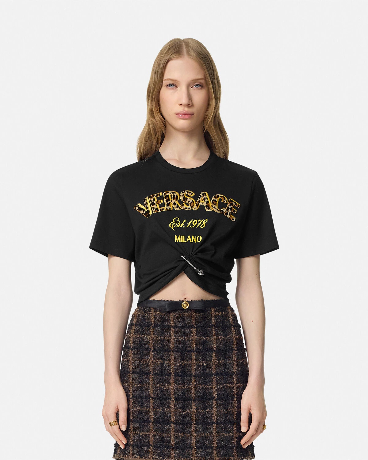 Wild Stamp Safety Pin Crop T-Shirt - 4