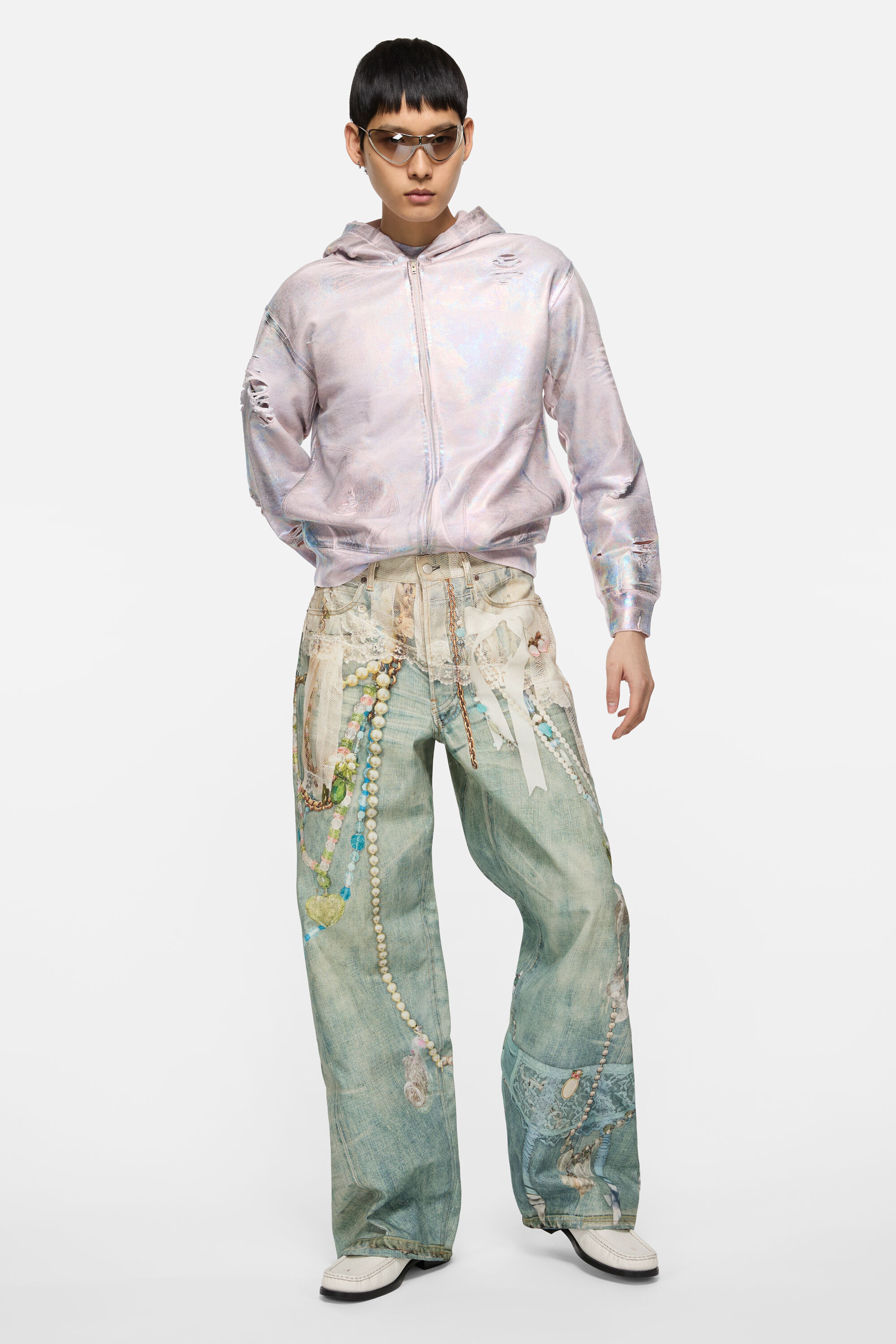 Loose fit jeans - 1981 - White/green - 2