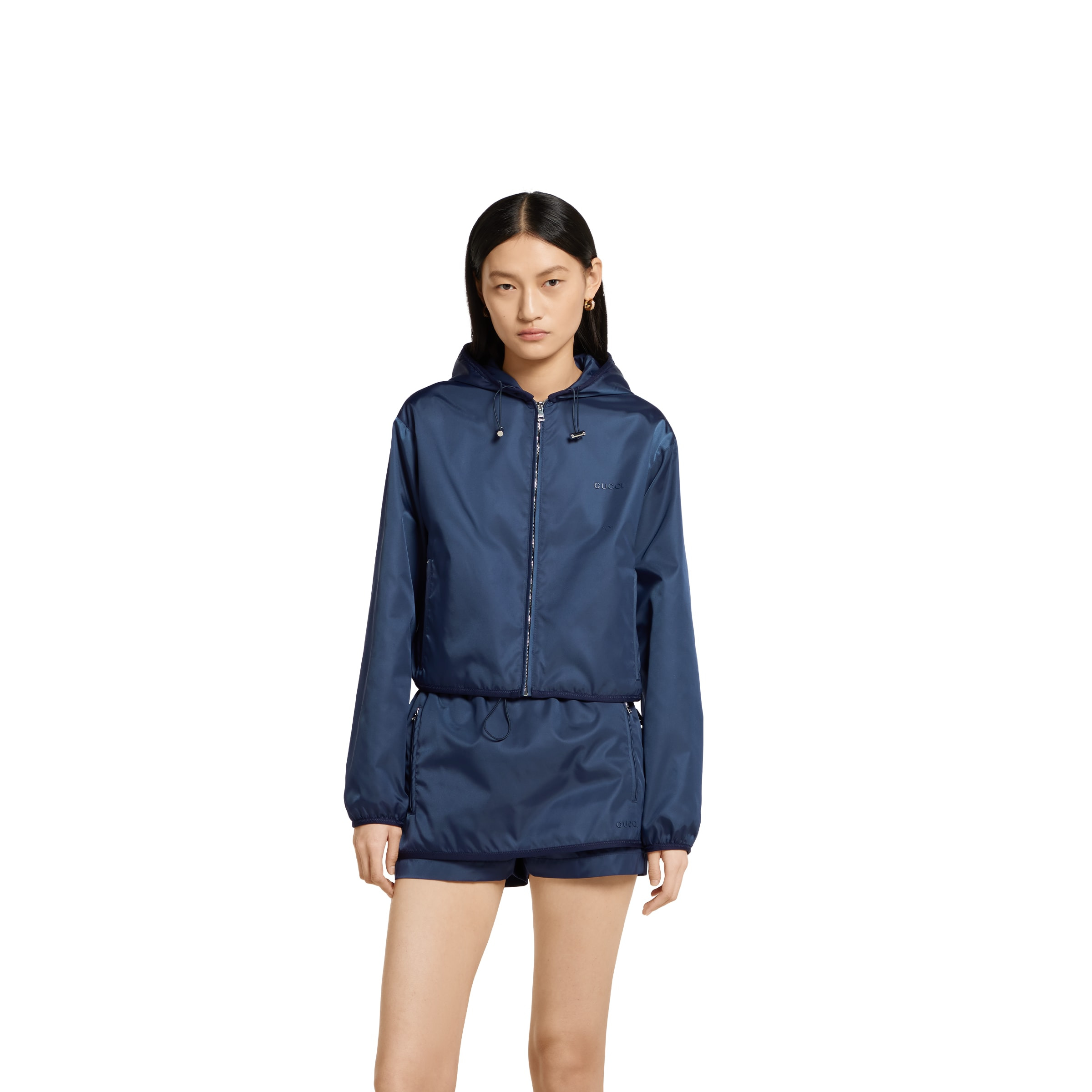 Gabardine jacket with metal logo - 3