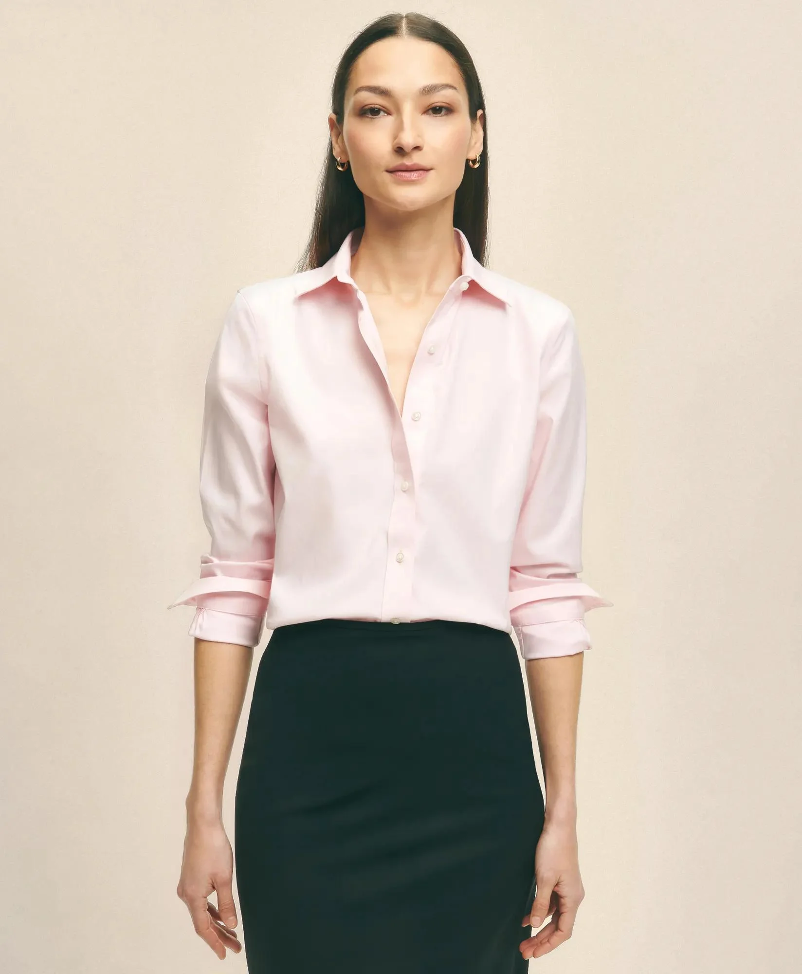 Fitted Non-Iron Stretch Supima® Cotton Dress Shirt - 1