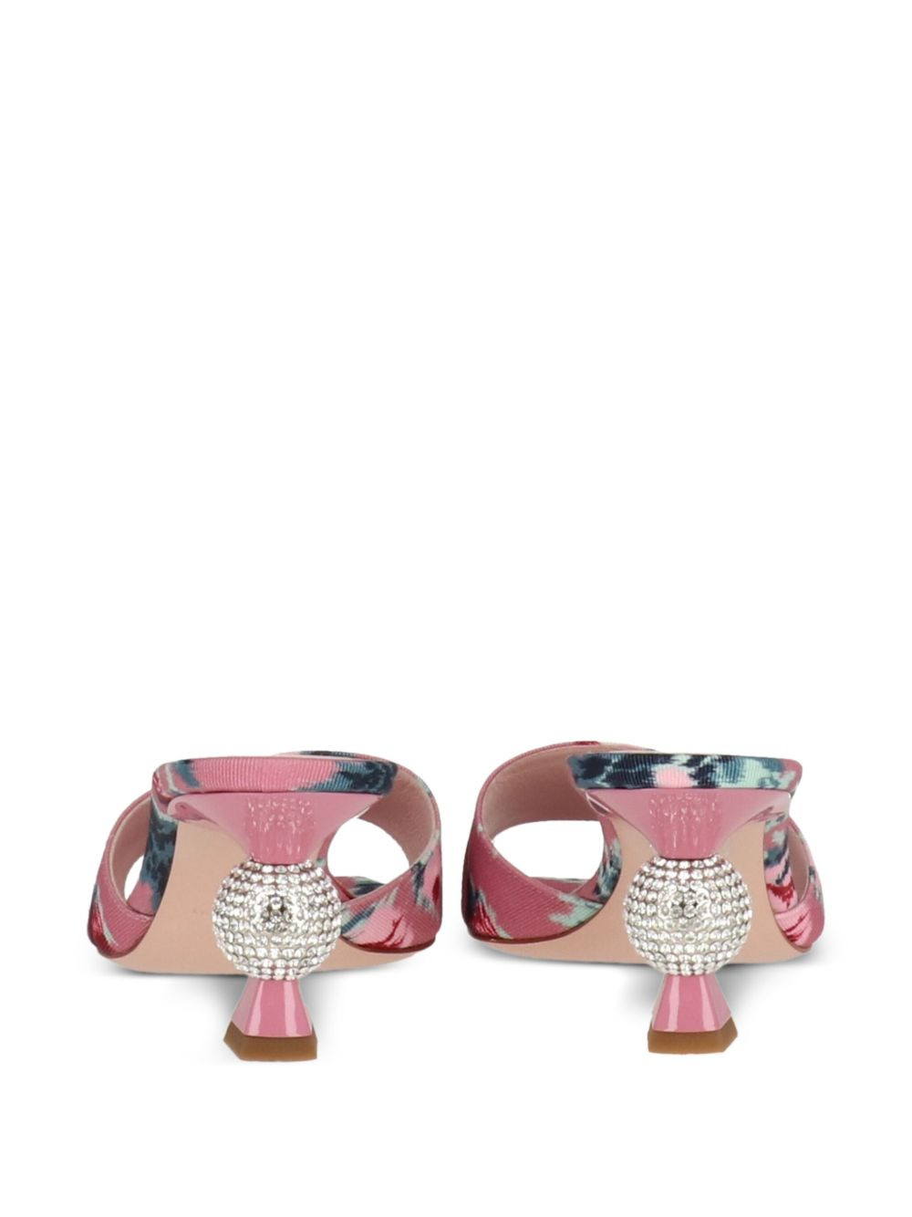 floral-print crystal-embellished mules - 3