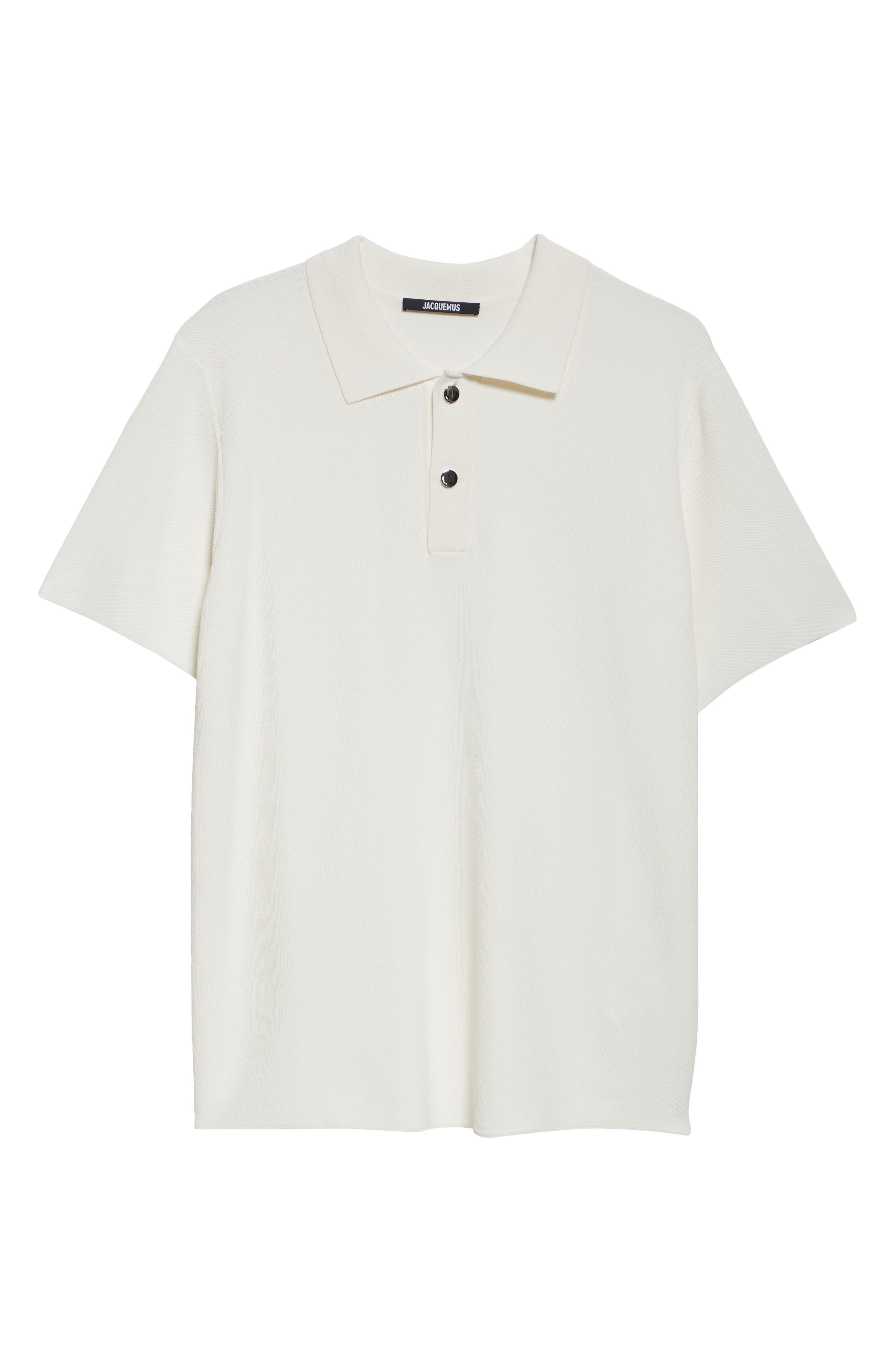 Jacquemus Le Polo Maille Loose Fit Piqué Polo in Off-White at Nordstrom - 5