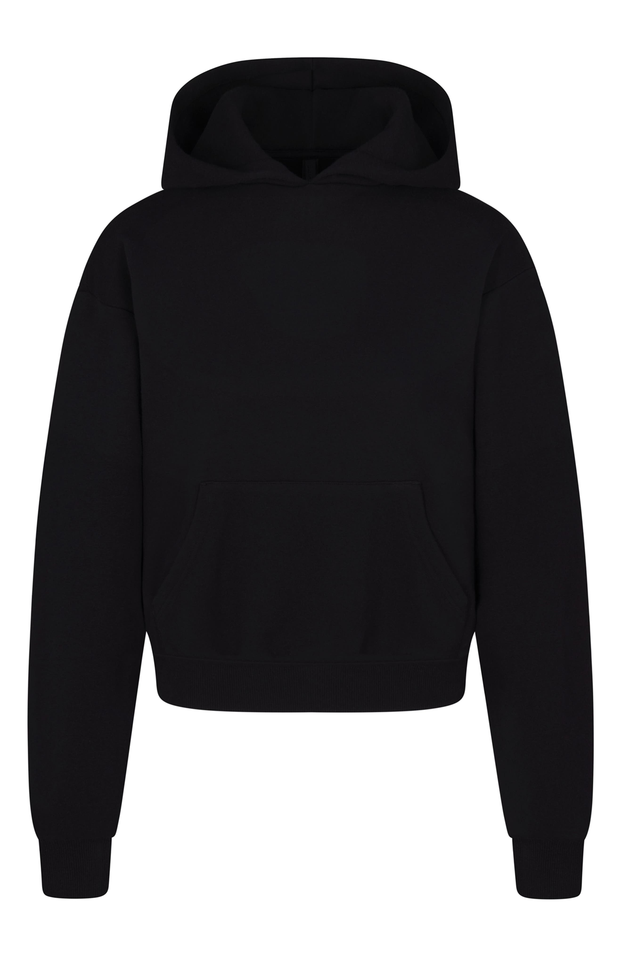 SKIMS Cotton Blend Fleece Classic Pullover Hoodie in Onyx at Nordstrom - 4