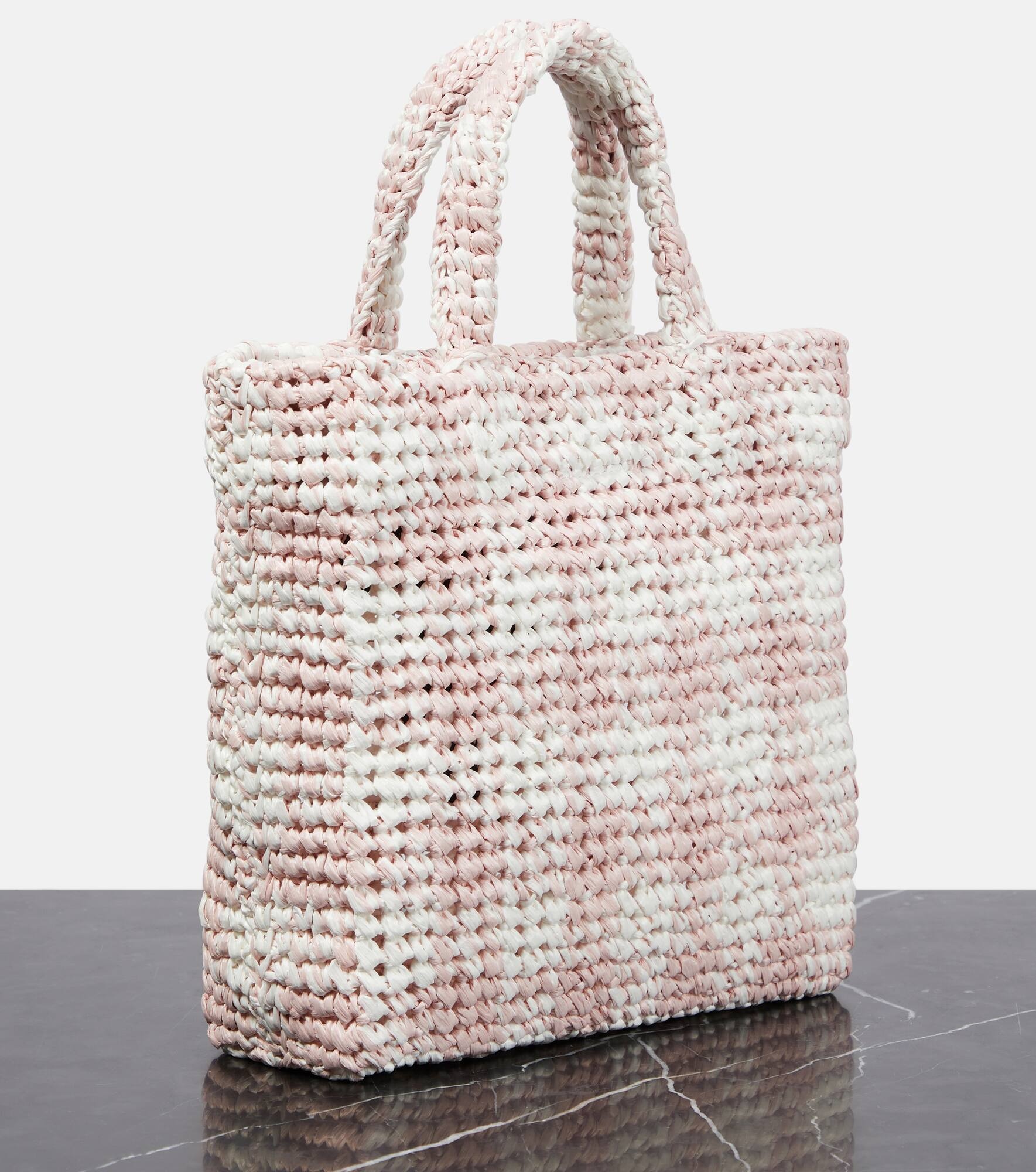Logo raffia-effect shopper - 4