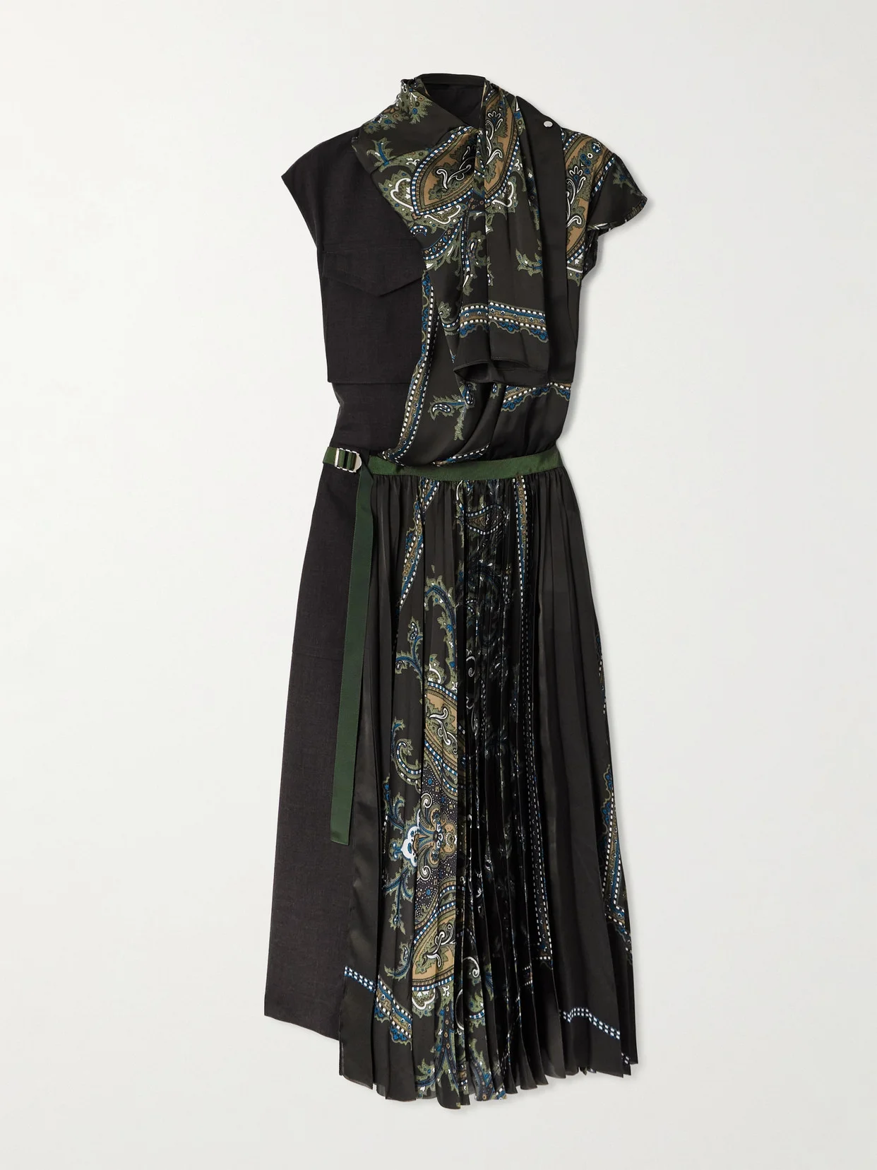 Paisley-print Crepe-trimmed Wool Midi Dress - 1