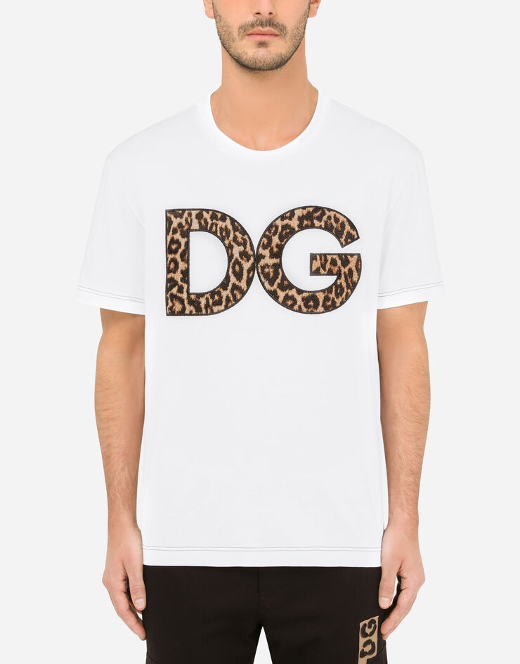 Cotton T-shirt with leopard-print DG patch - 1