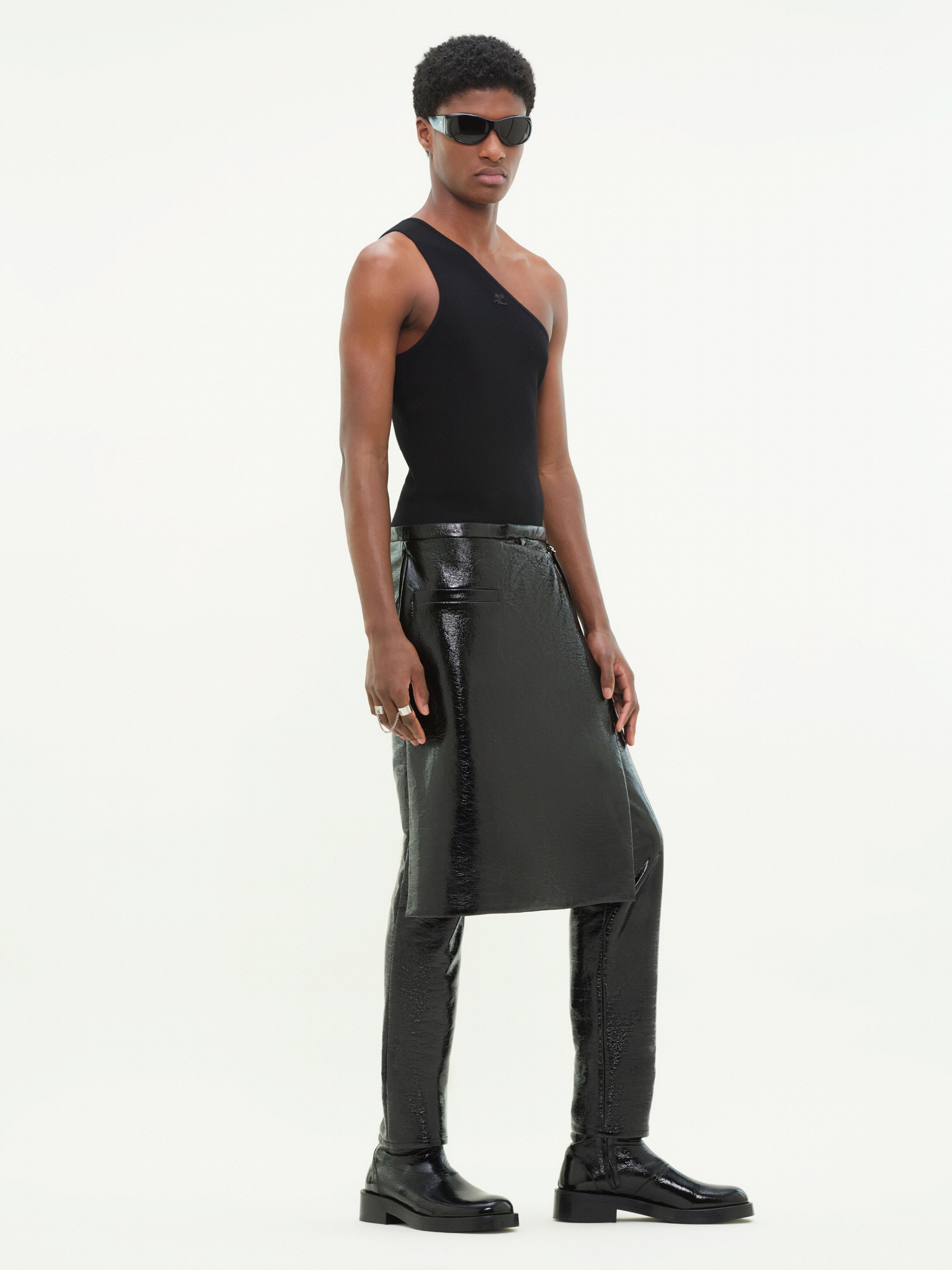 OVERSKIRT VINYL TAILORED PANTS - 3