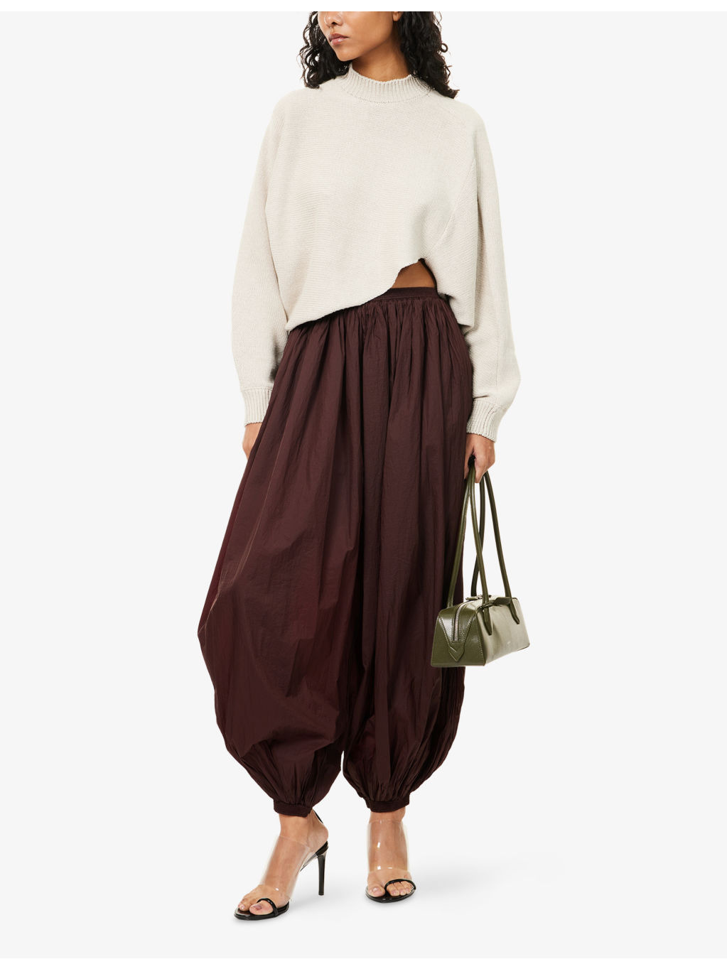 Asymmetric Cropped Linen-And-Cotton Knit Jumper - 2