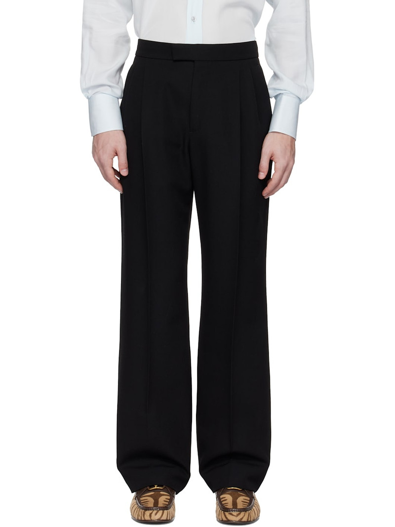 Black Grain de Poudre Wool Trousers 1