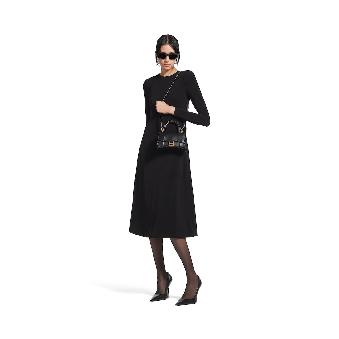 Women's Hourglass Xs Handbag Box in Black - 7