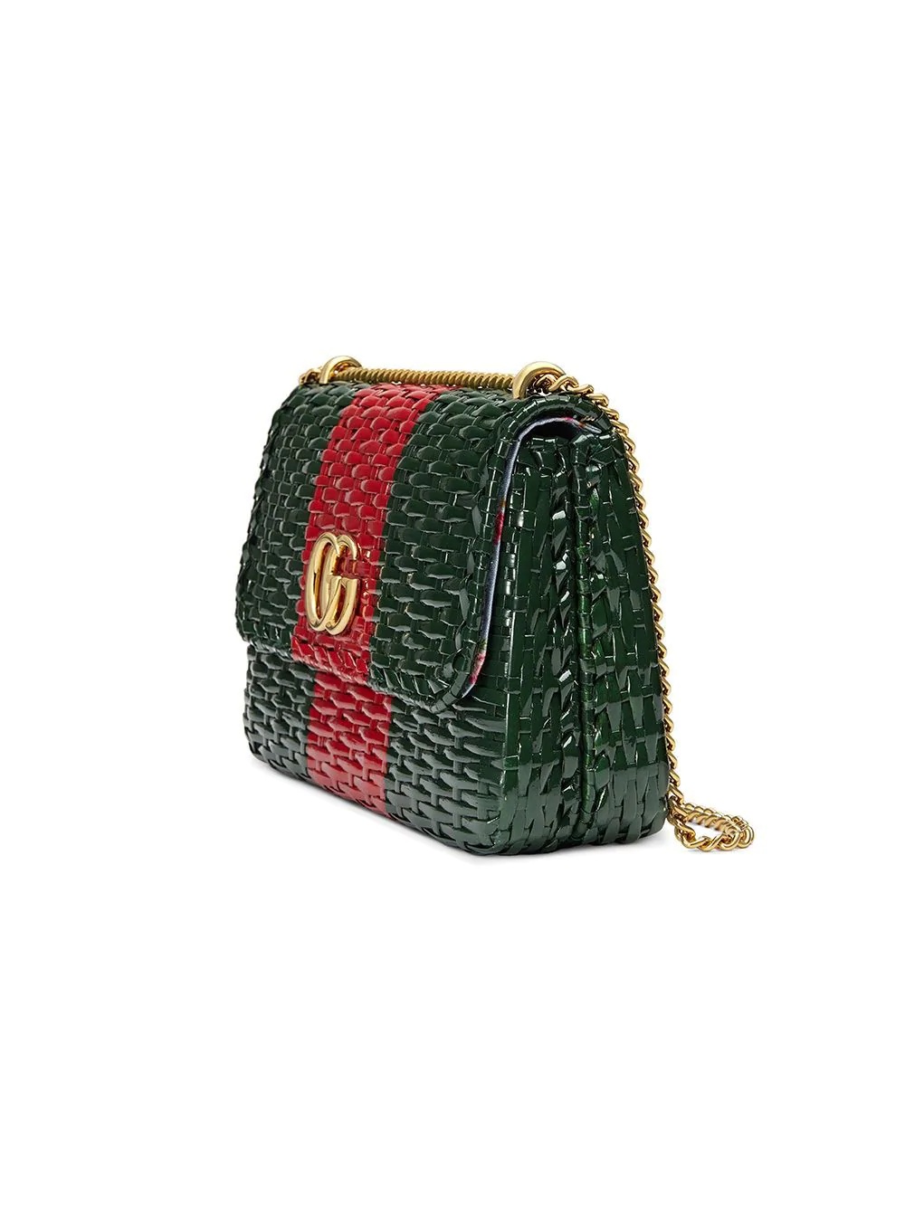 green and red Web straw small shoulder bag - 4