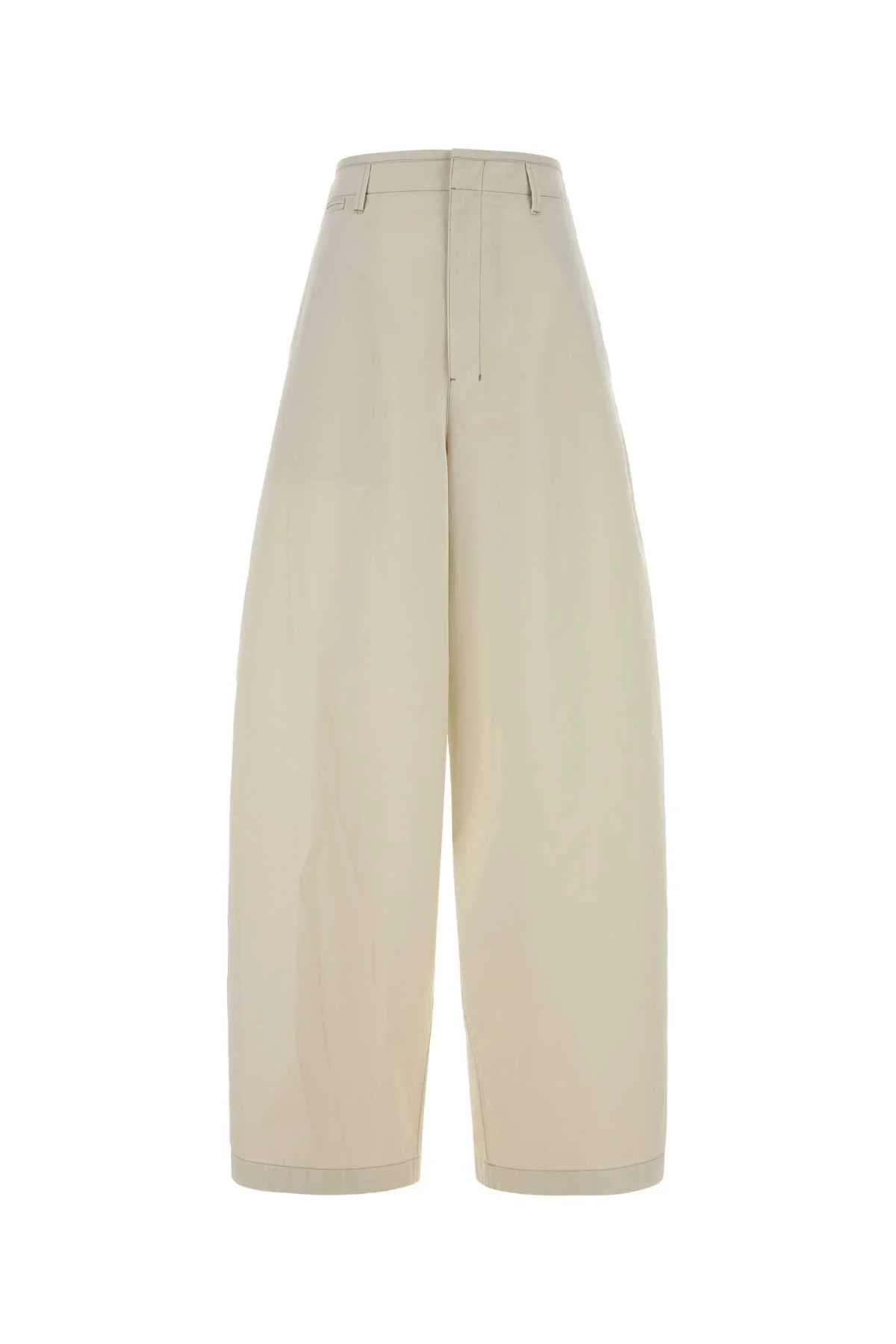 Lemaire Women Ivory Cotton Wide-Leg Pant - 1