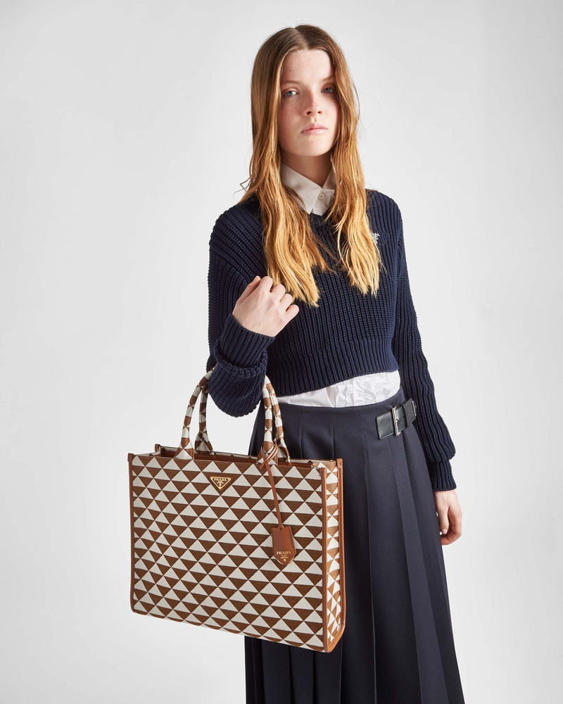 Prada Large Prada Symbole jacquard fabric handbag outlook