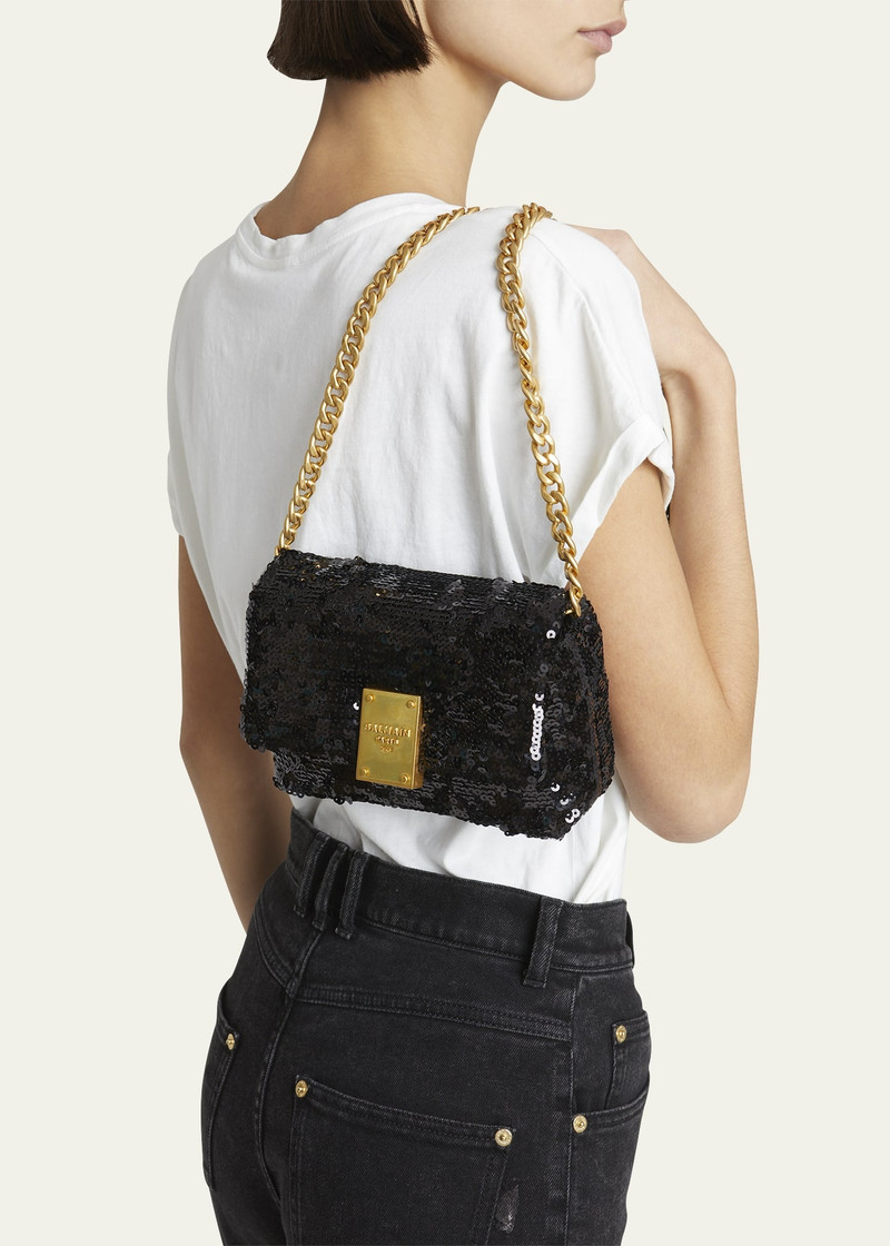 Balmain 1945 Mini Shoulder Bag in Sequin Leather outlook