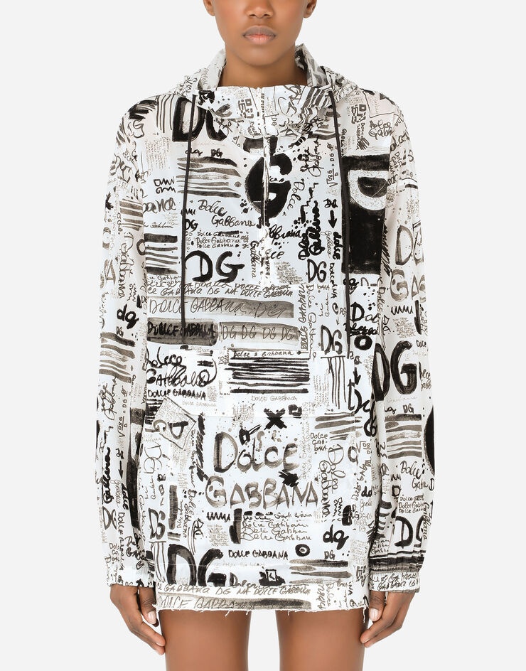 Nylon windbreaker with DG graffiti print - 1