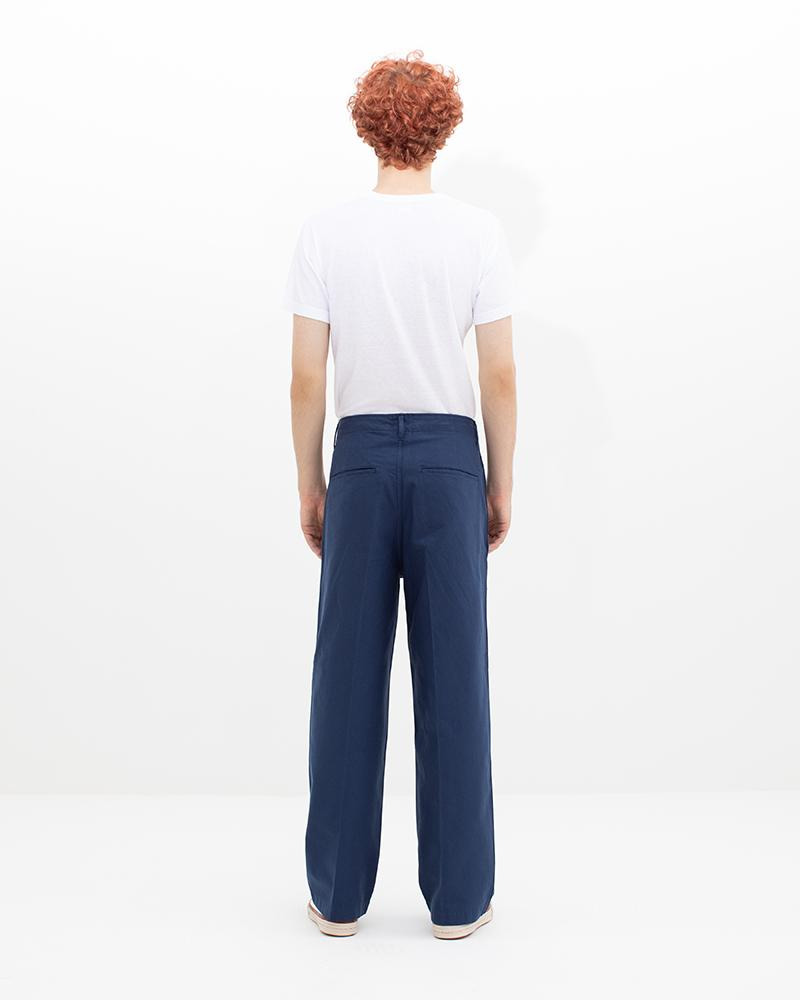 EX WIDE CHINO PANTS NAVY - 4