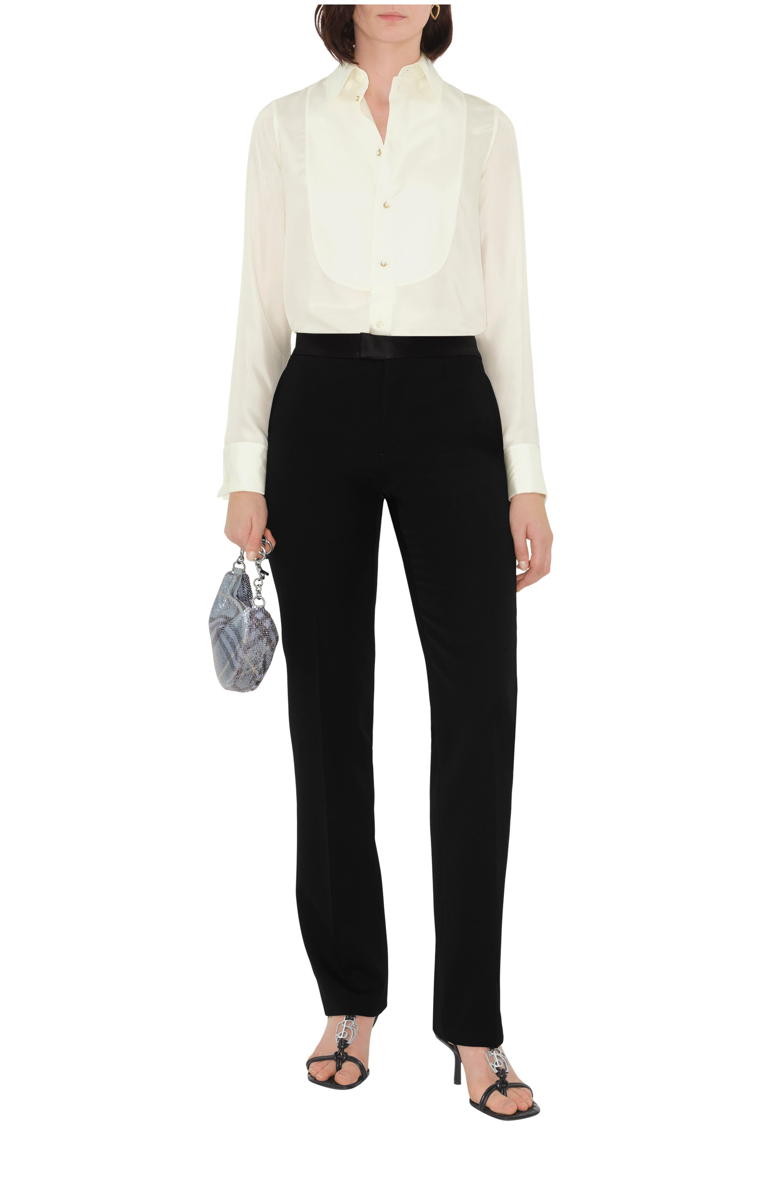 burberry Wool Tuxedo Trousers in Black at Nordstrom - 1