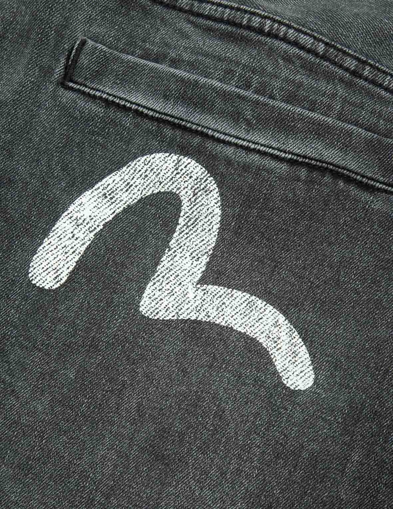 SEAFULL AND LOGO FLAG PRINT FASHION FIT DENIM CARGO SHORTS 12