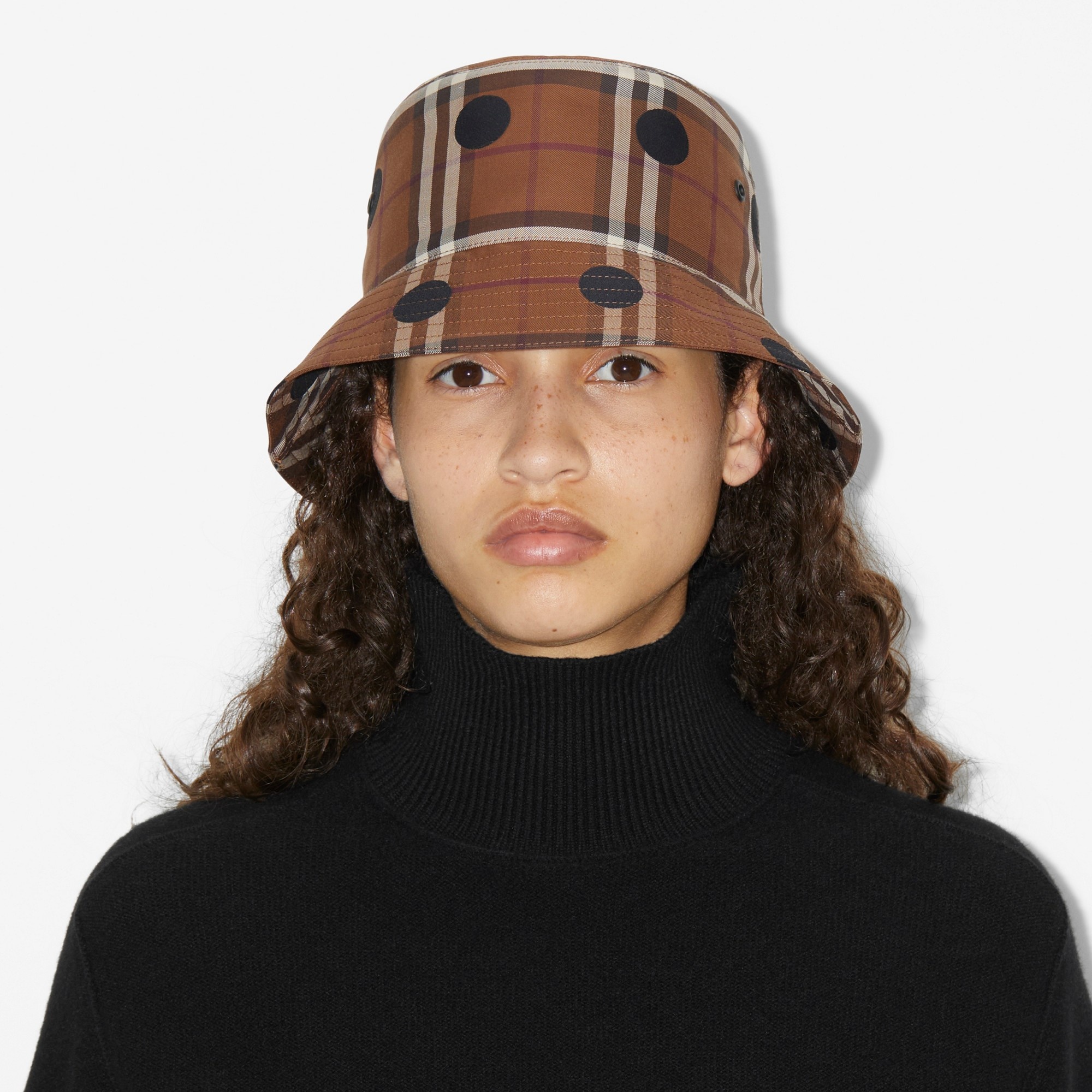 Polka Dot Check Cotton Bucket Hat - 4