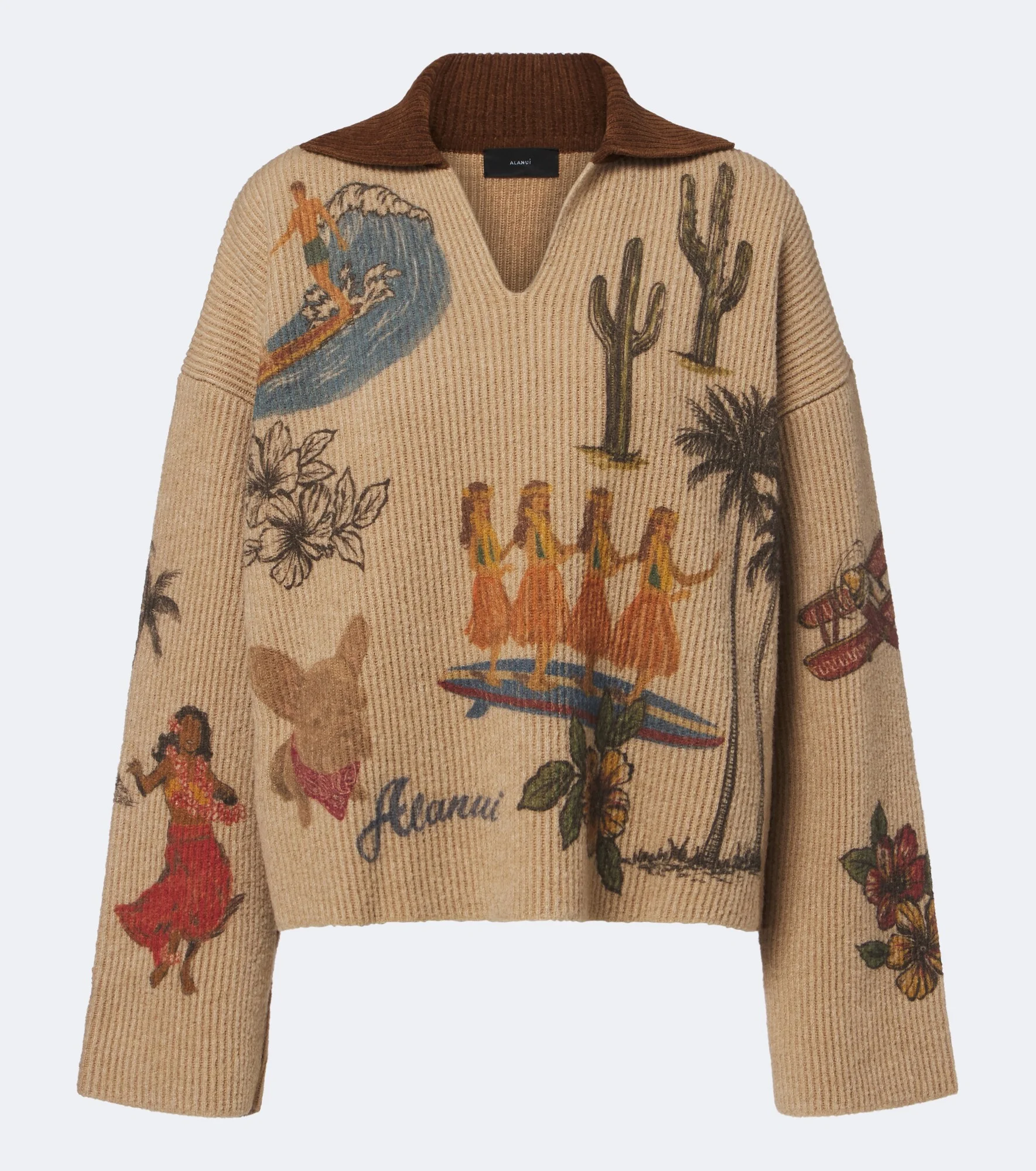 Decade printed wool and cotton-blend polo sweater - 1