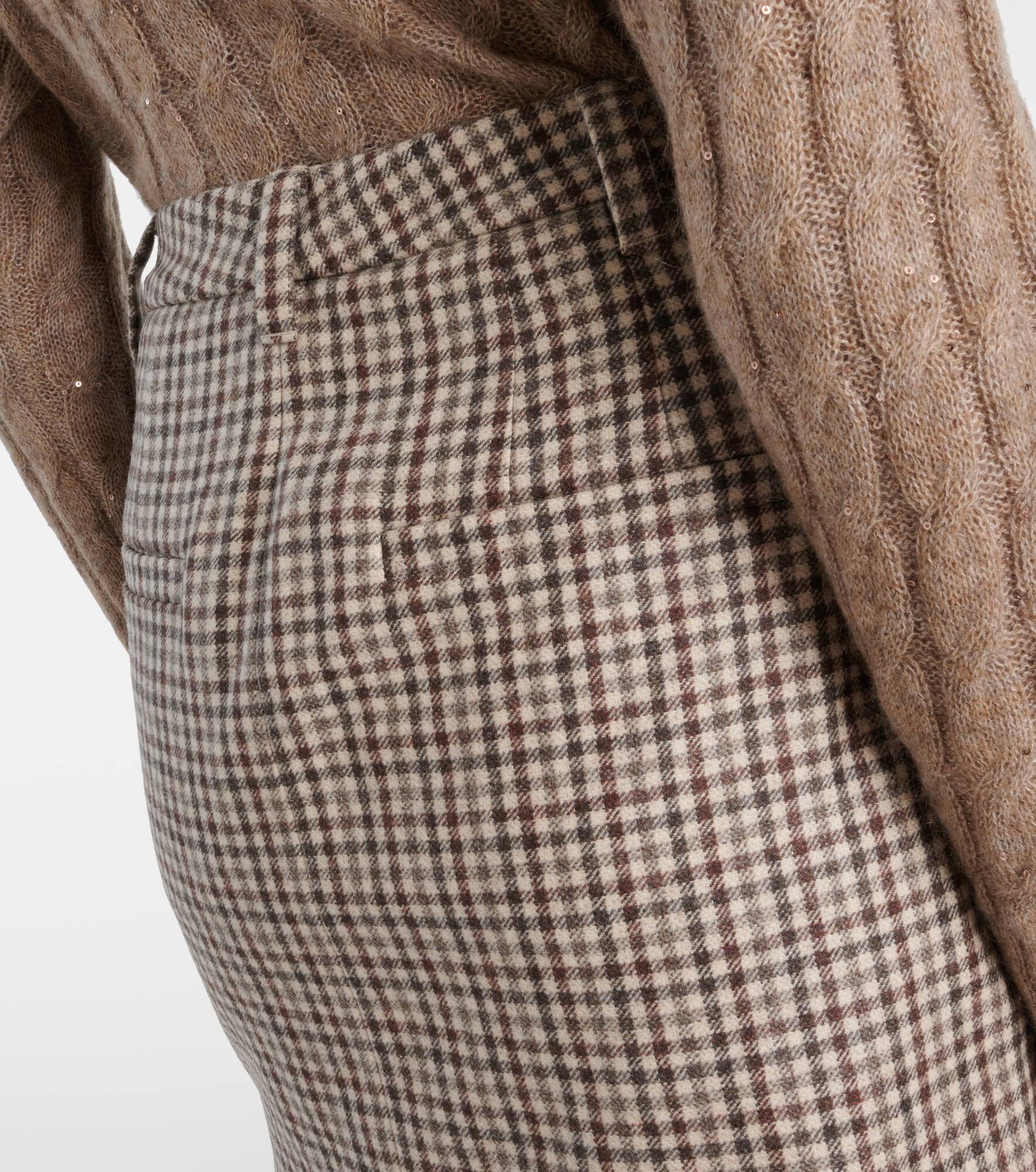 Checked virgin wool flannel miniskirt - 5