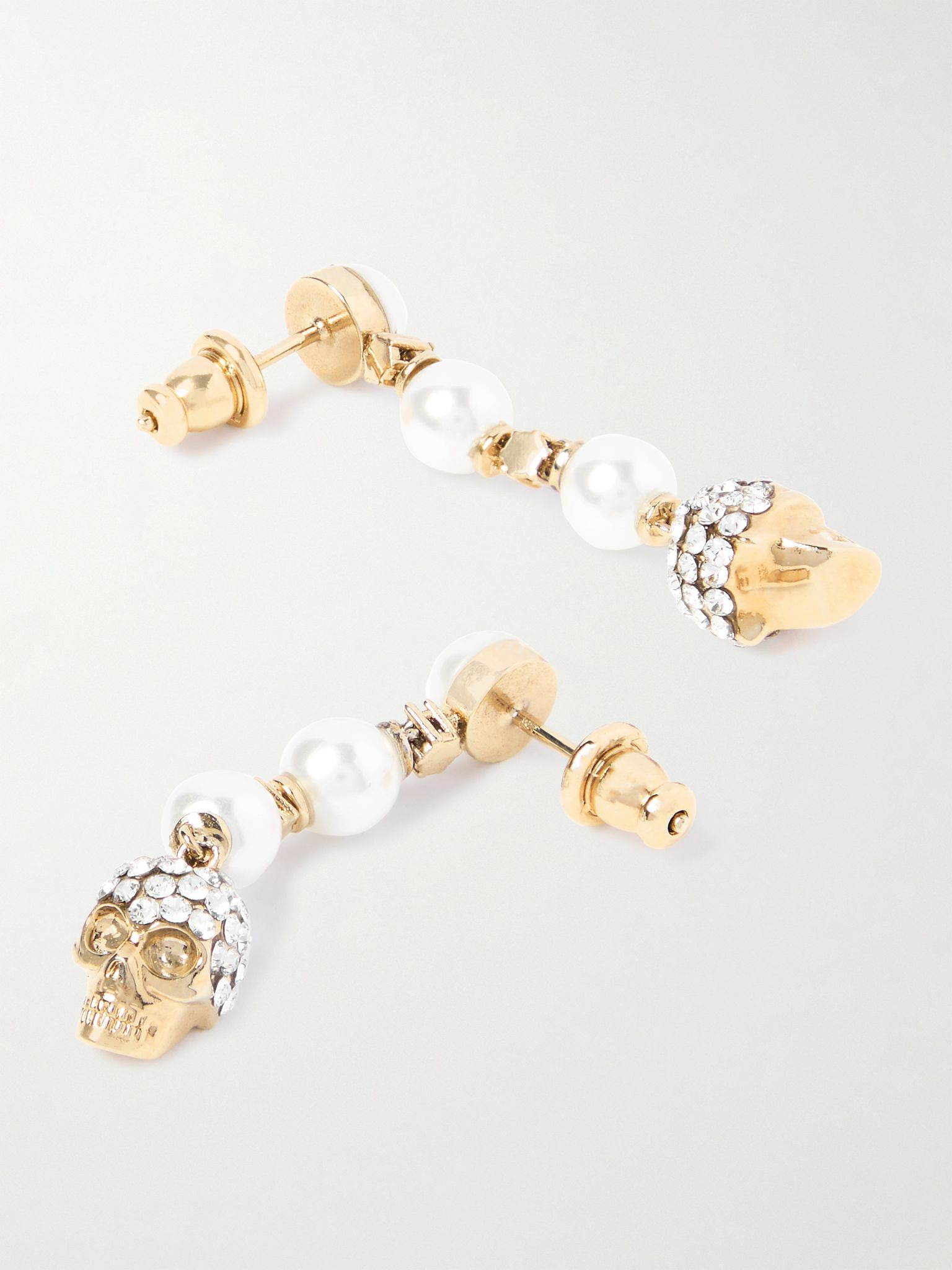 Gold-tone, faux pearl and crystal earrings White - 3