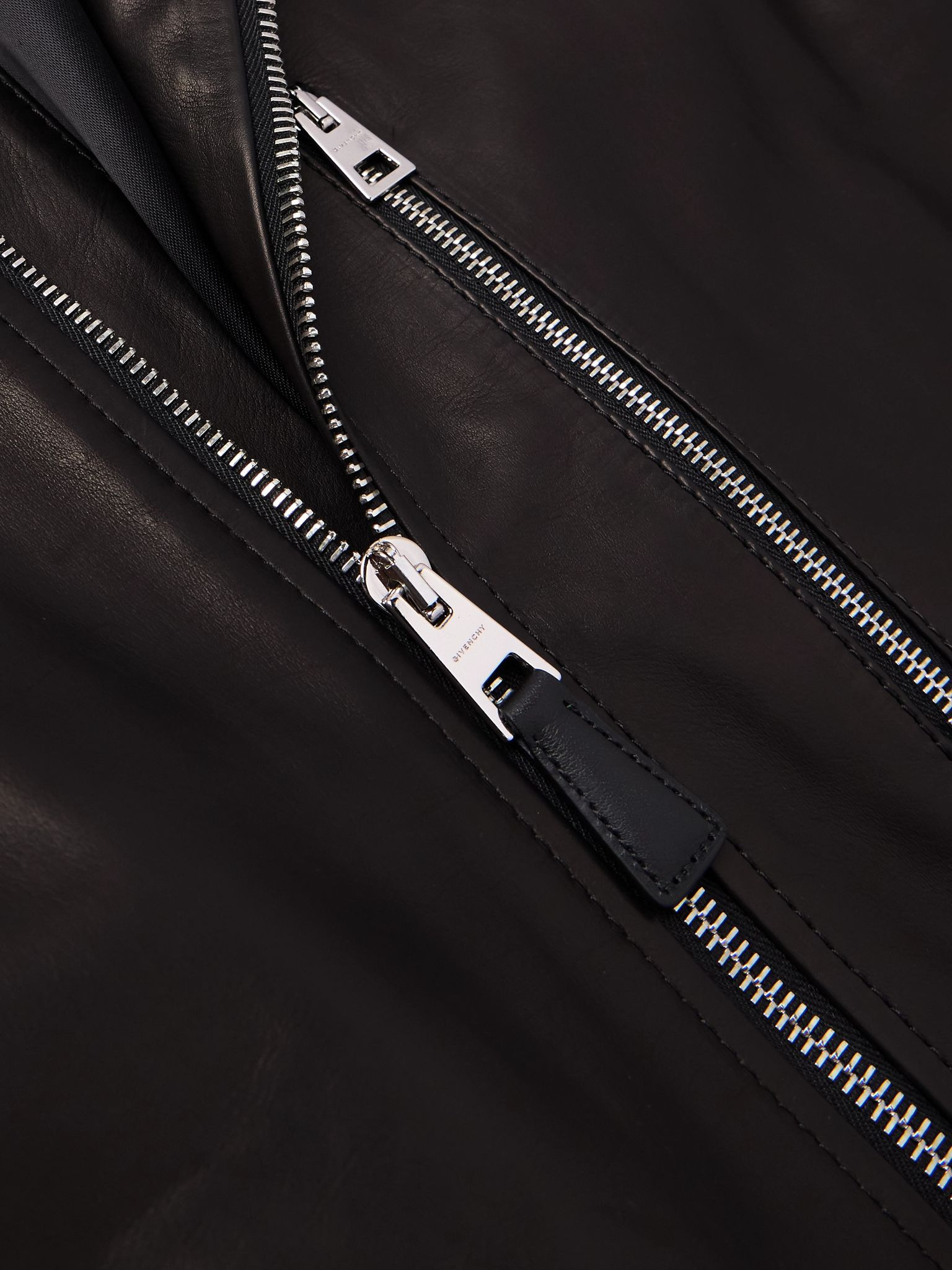 Leather Bomber Jacket Black - 5