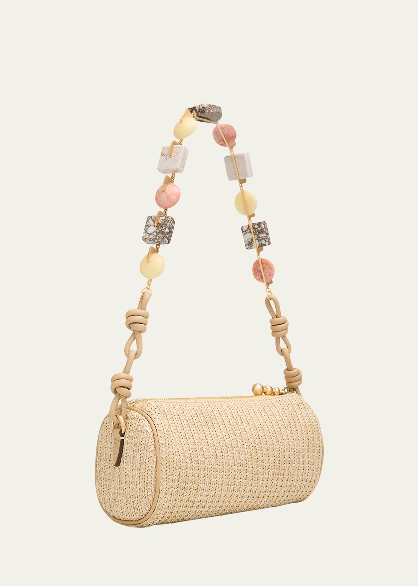 Zozina Stone-Embellished Raffia Shoulder Bag - 3