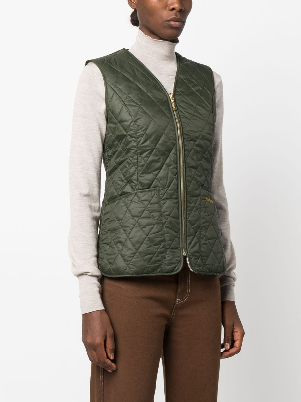 quilted side-pocket gilet - 3