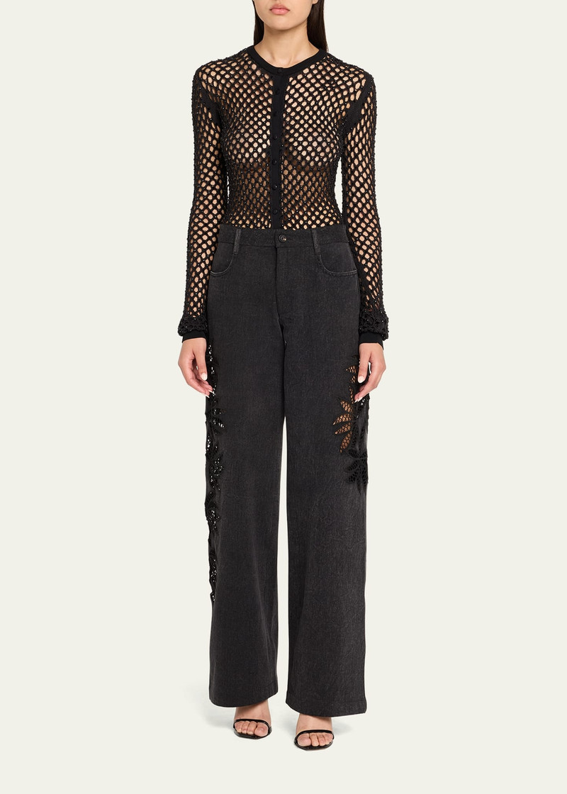 diotima Stulla Botanical Cutout Wide-Leg Jeans outlook